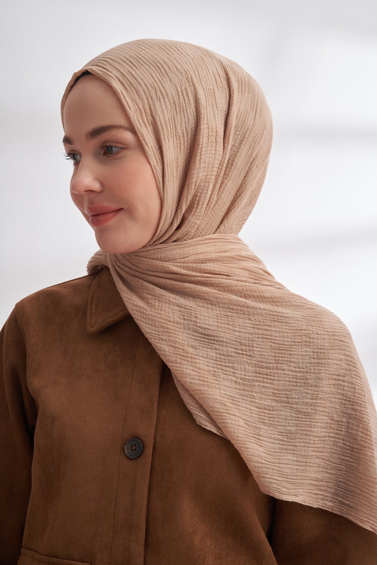 MÜSLİN DAMA DESEN ŞAL - SAHRA