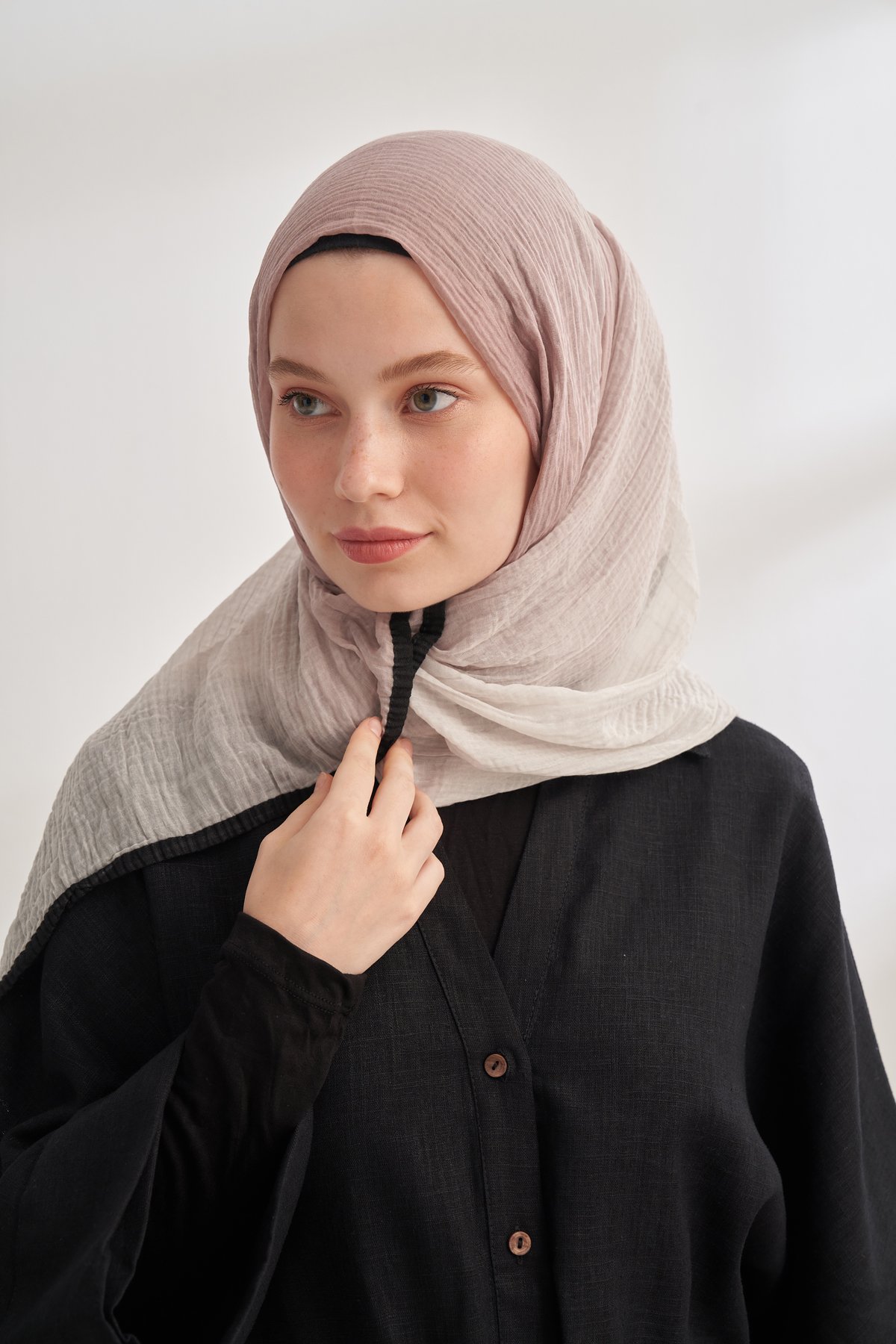 MÜSLİN DEGRADE BİYELİ ŞAL - DEVE TÜYÜ - KREM