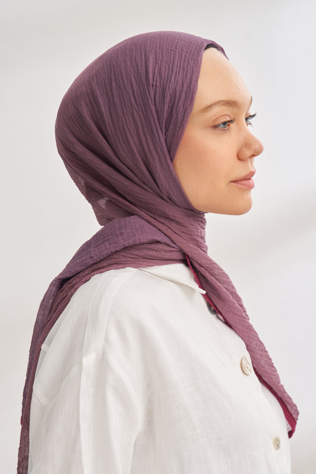 MÜSLİN DEGRADE BİYELİ ŞAL - LEYLAK