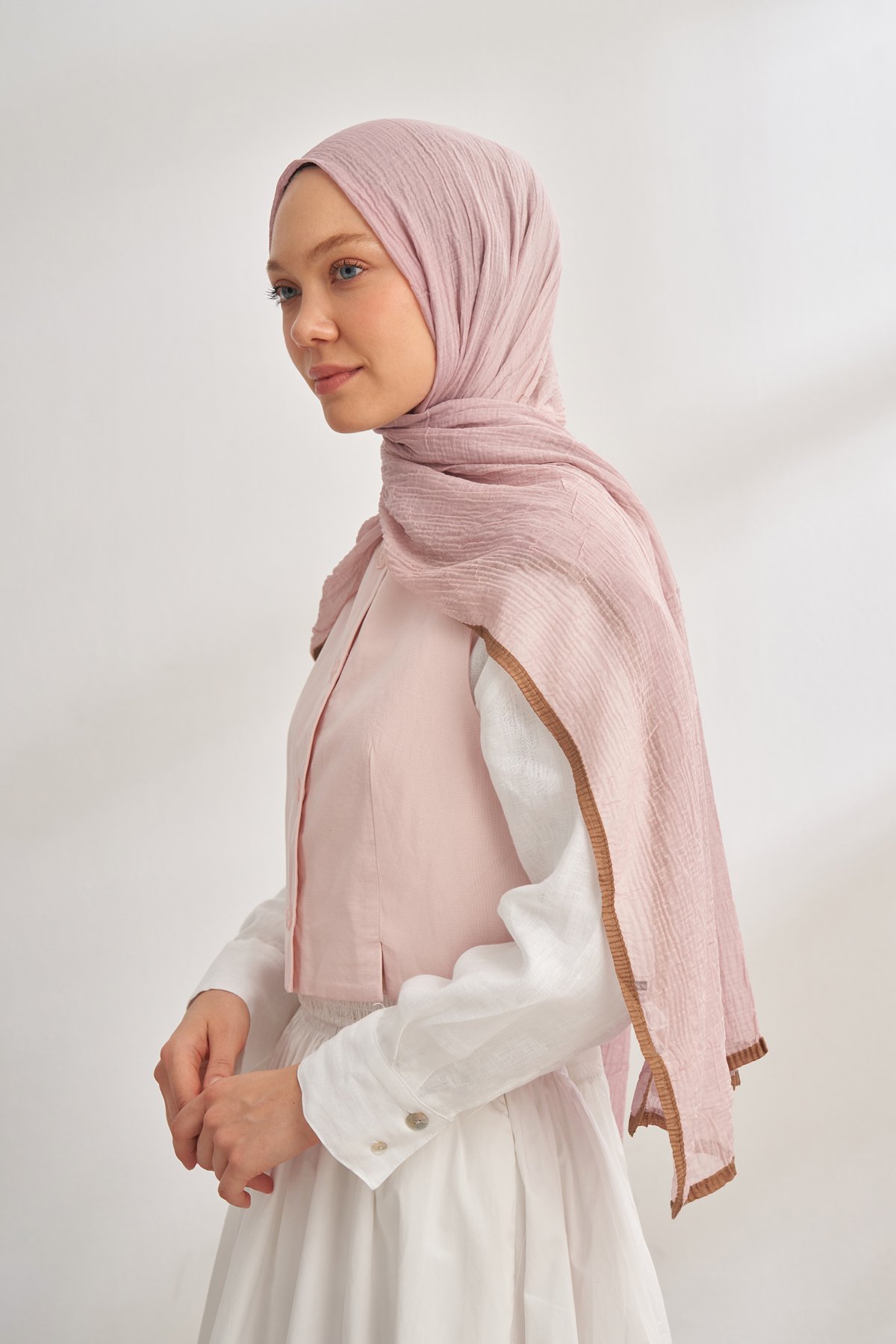 MÜSLİN DEGRADE BİYELİ ŞAL - PUDRA