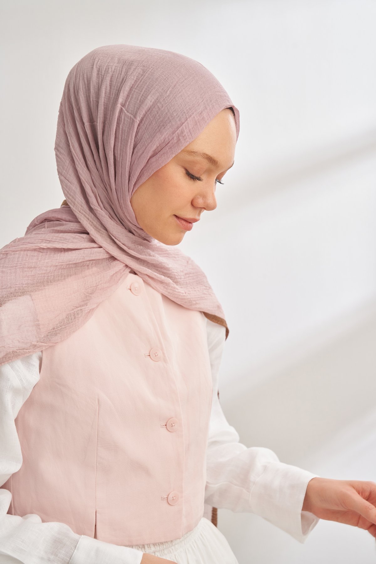 MÜSLİN DEGRADE BİYELİ ŞAL - PUDRA