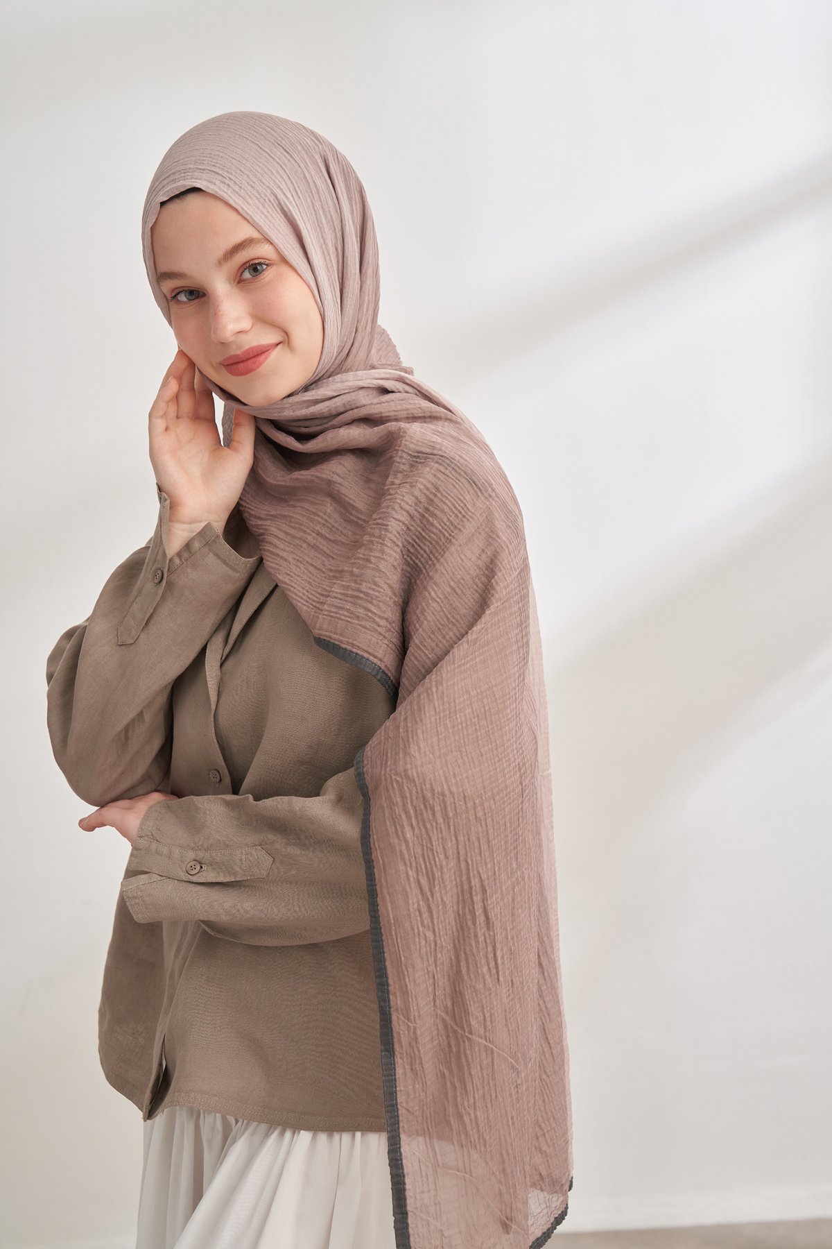 MÜSLİN DEGRADE BİYELİ ŞAL - VİZON - TAŞ