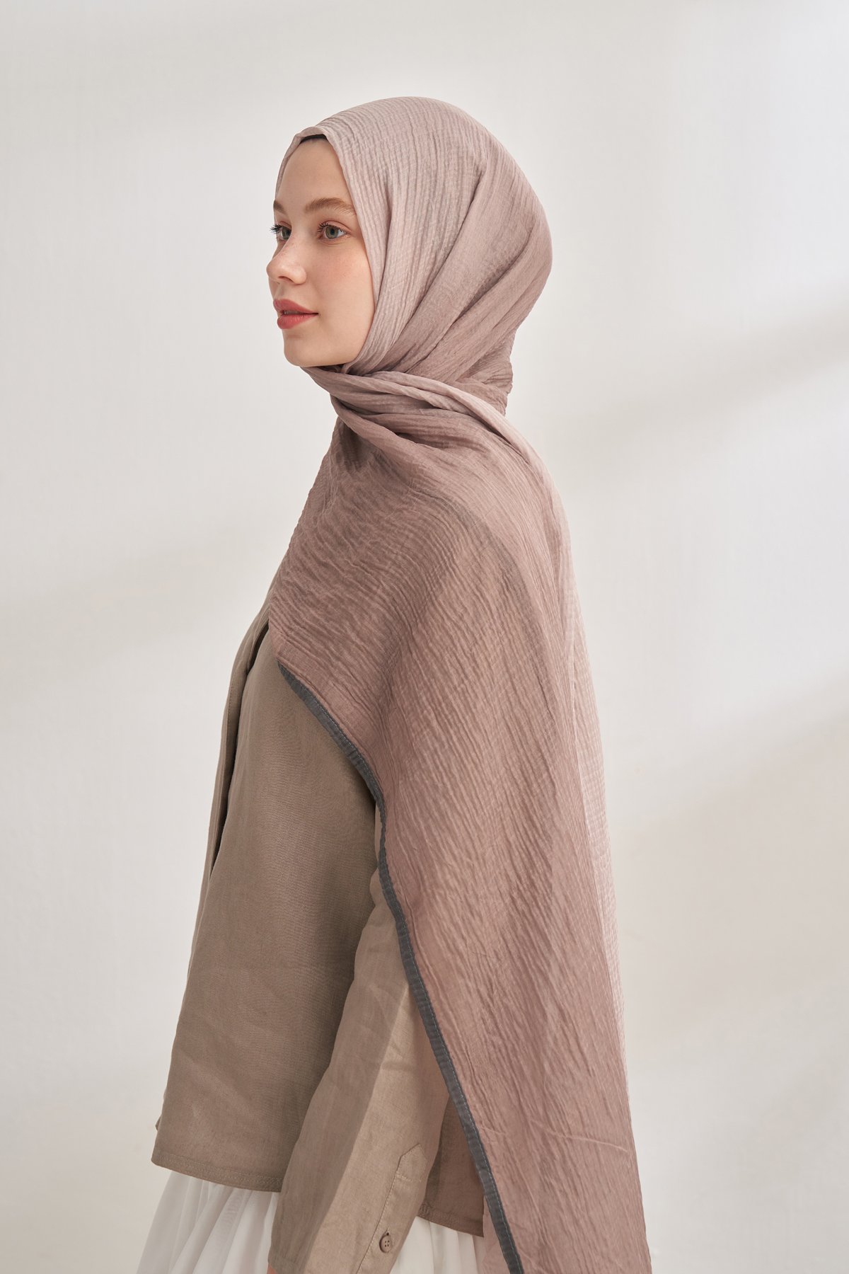 MÜSLİN DEGRADE BİYELİ ŞAL - VİZON - TAŞ