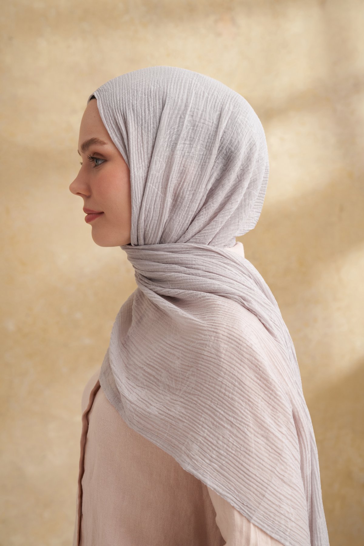 MÜSLİN YAPRAK DESEN ŞAL - GÜMÜŞ