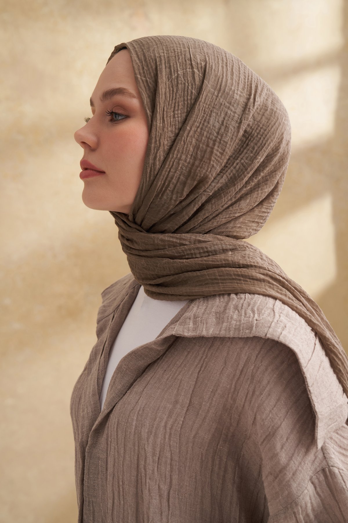 MÜSLİN YAPRAK DESEN ŞAL - KÜL