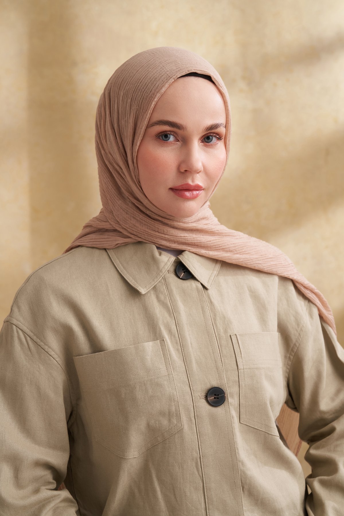 MÜSLİN YAPRAK DESEN ŞAL - SAHRA