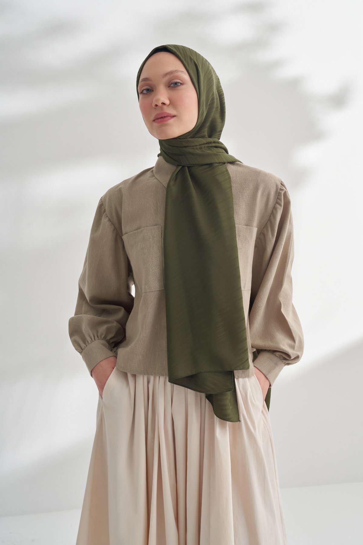 NANYA JAKAR LINE DESEN ŞAL - HAKİ