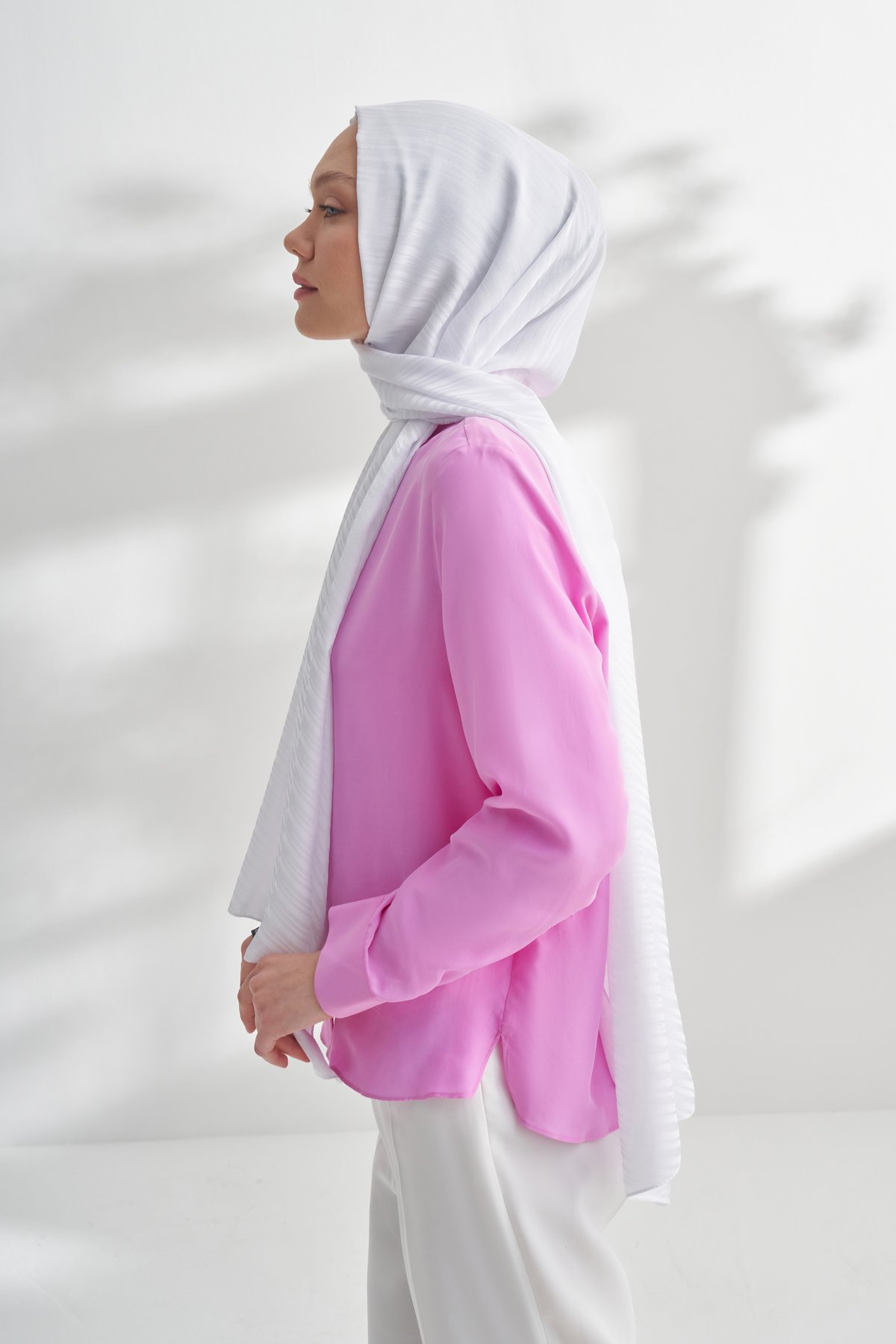 NANYA JAKAR LINE DESEN ŞAL - KIRIK BEYAZ