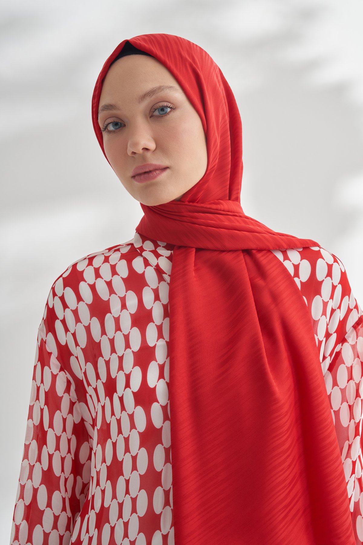 NANYA JAKAR LINE DESEN ŞAL - KIRMIZI