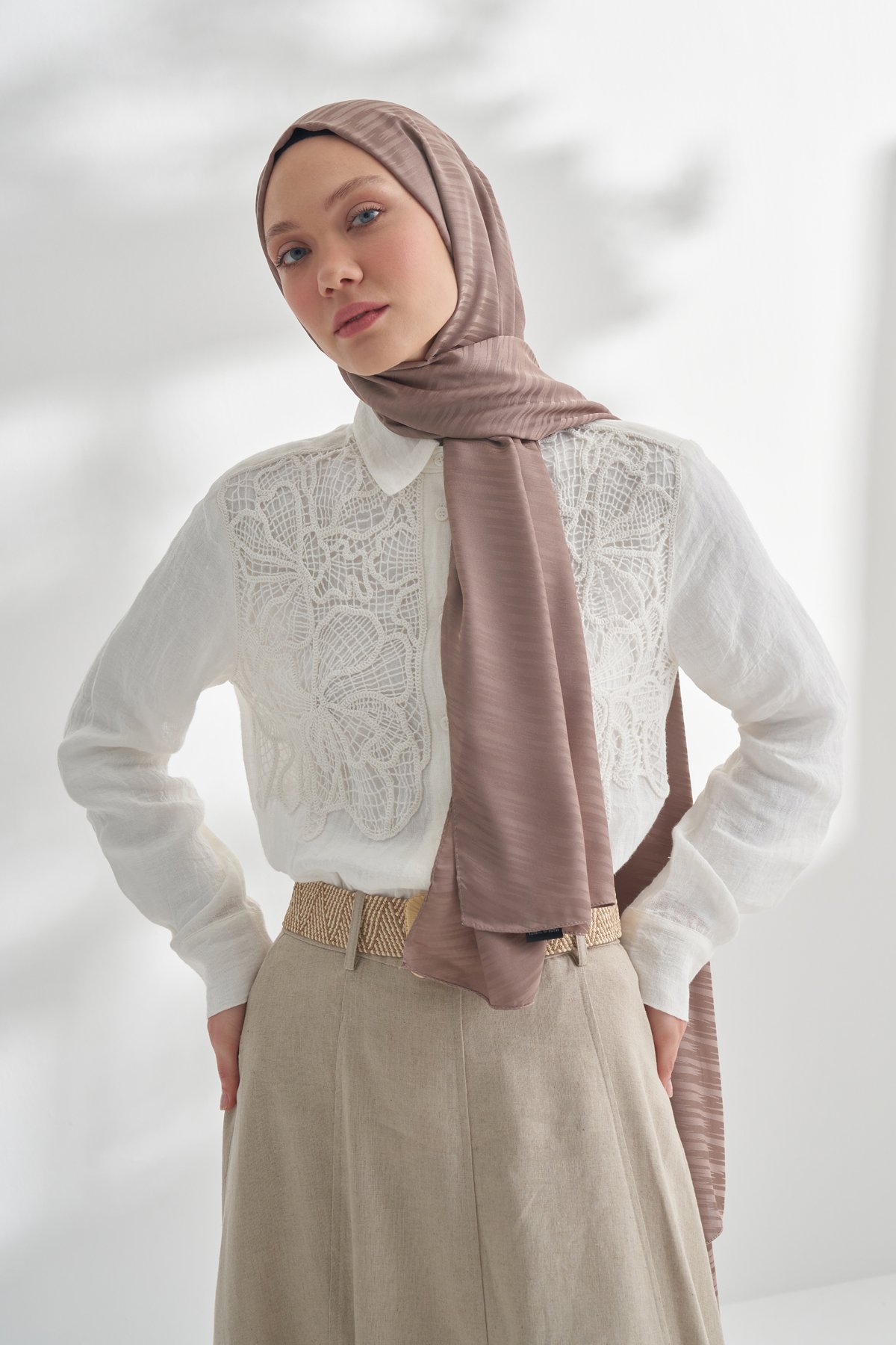 NANYA JAKAR LINE DESEN ŞAL - KOYU VİZON