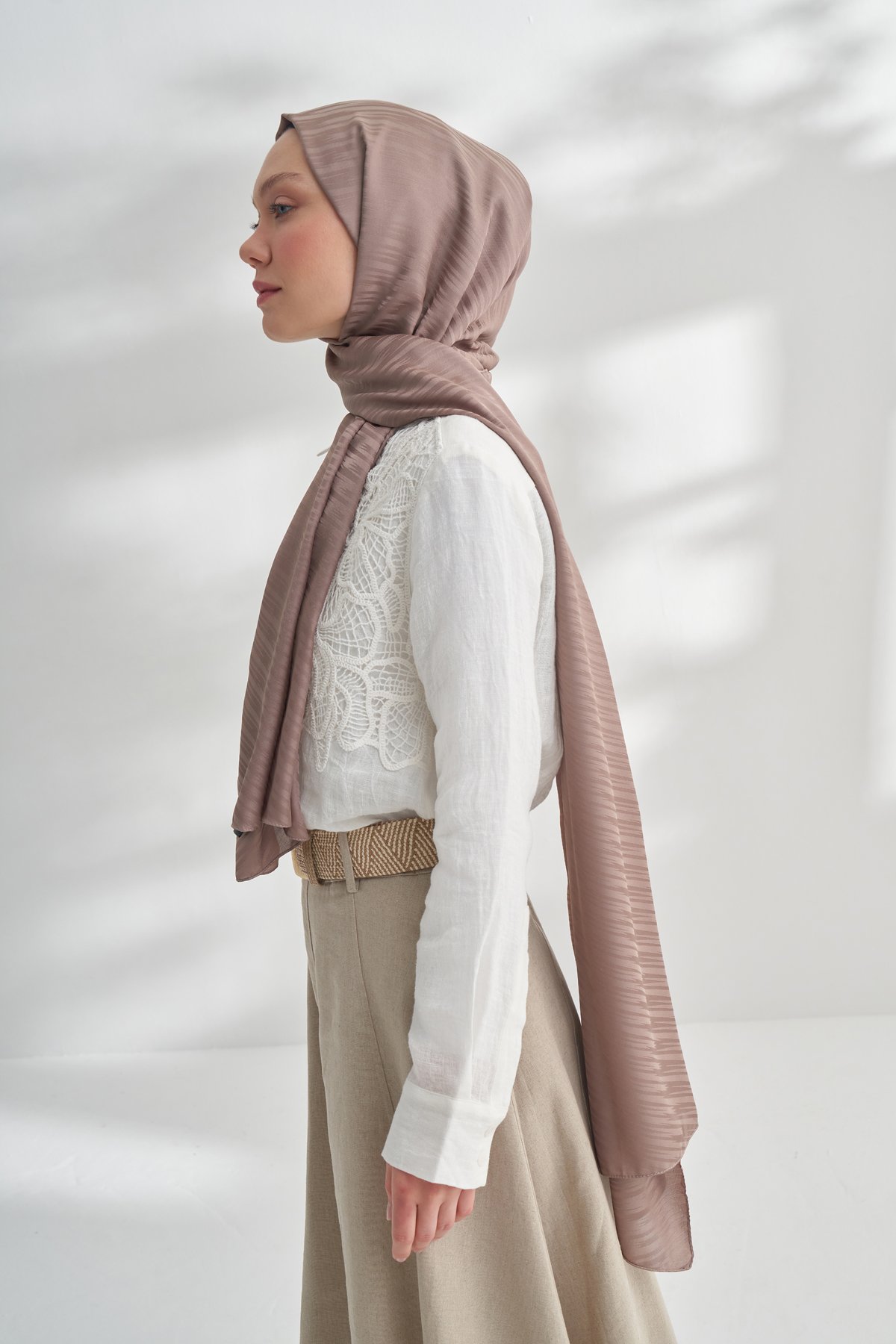 NANYA JAKAR LINE DESEN ŞAL - KOYU VİZON