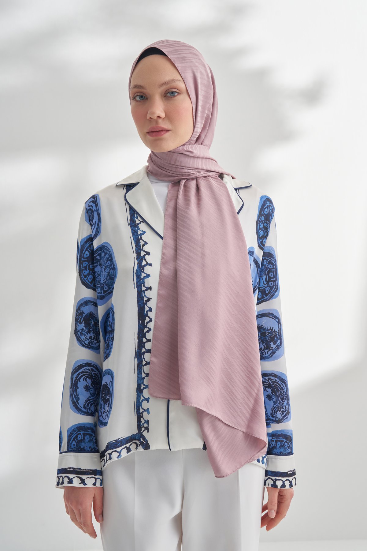 NANYA JAKAR LINE DESEN ŞAL - SİSLİ PUDRA