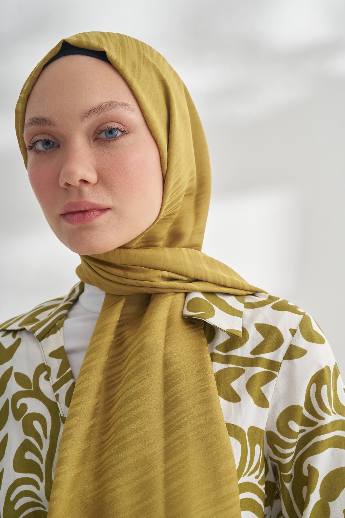 NANYA JAKAR LINE DESEN ŞAL - YAĞ YEŞİLİ