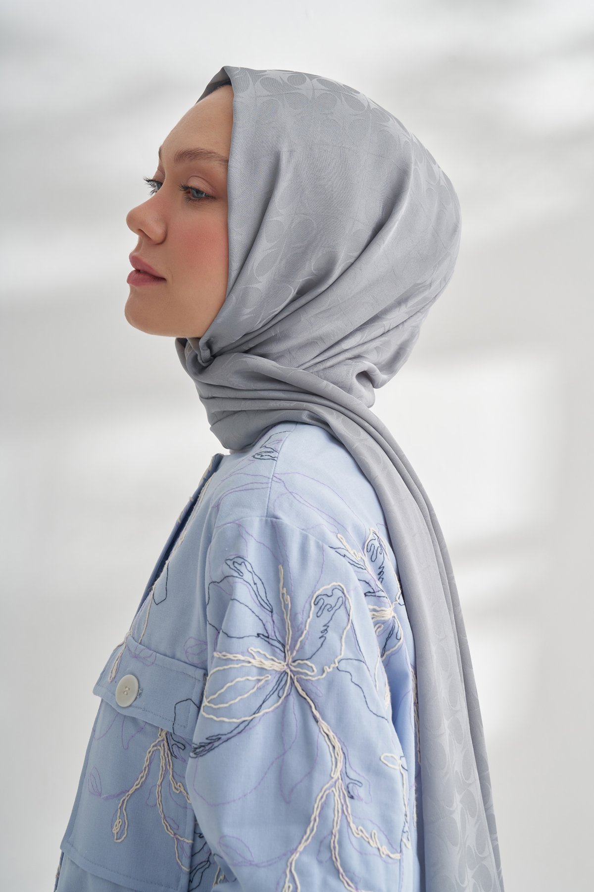 NANYA JAKAR RÜZGARGÜLÜ DESEN ŞAL - GRİ