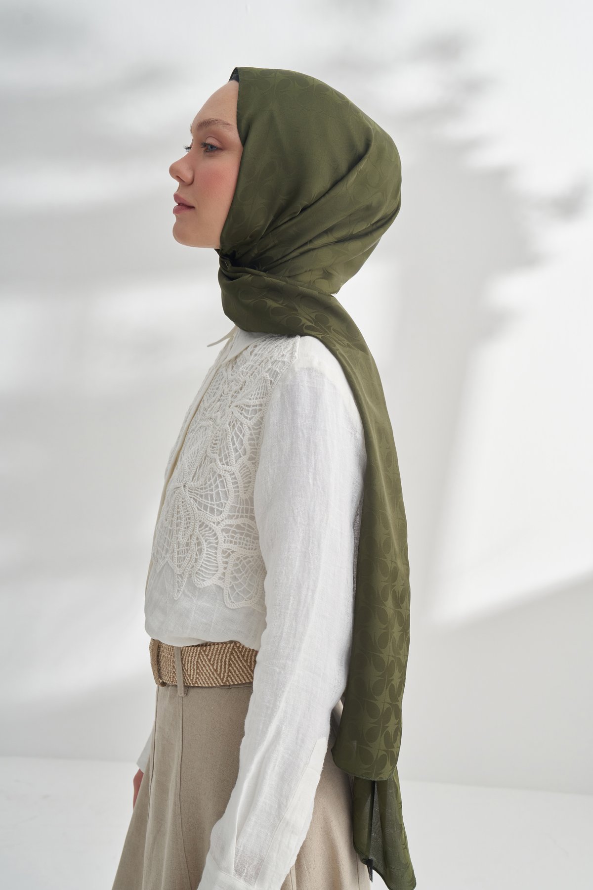 NANYA JAKAR RÜZGARGÜLÜ DESEN ŞAL - HAKİ