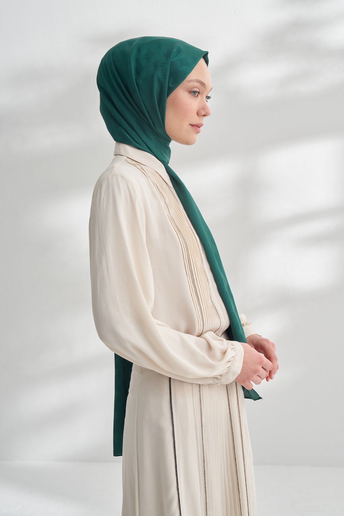 NANYA JAKAR RÜZGARGÜLÜ DESEN ŞAL - ZÜMRÜT