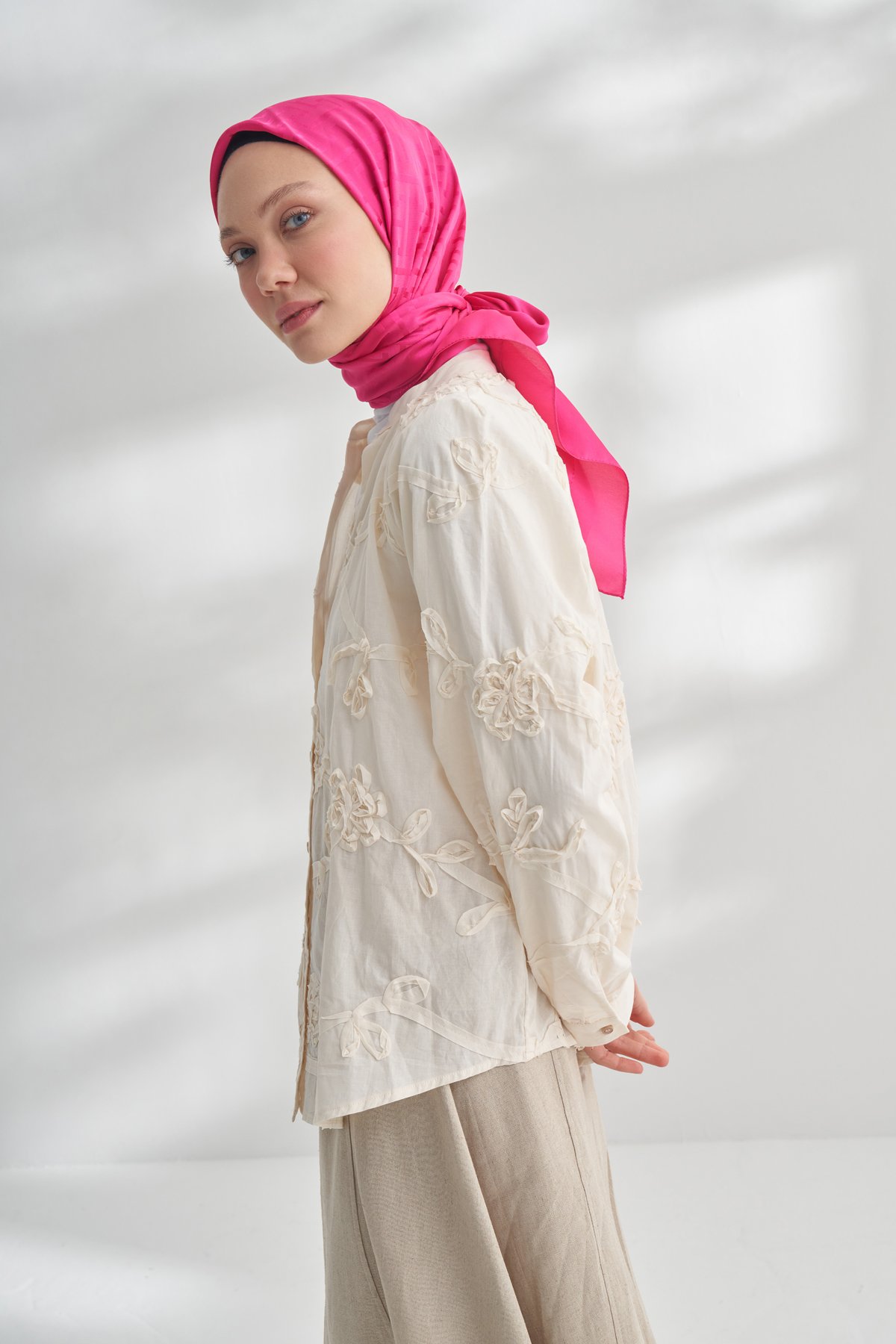 NANYA JAKAR T DESEN EŞARP - FUŞYA