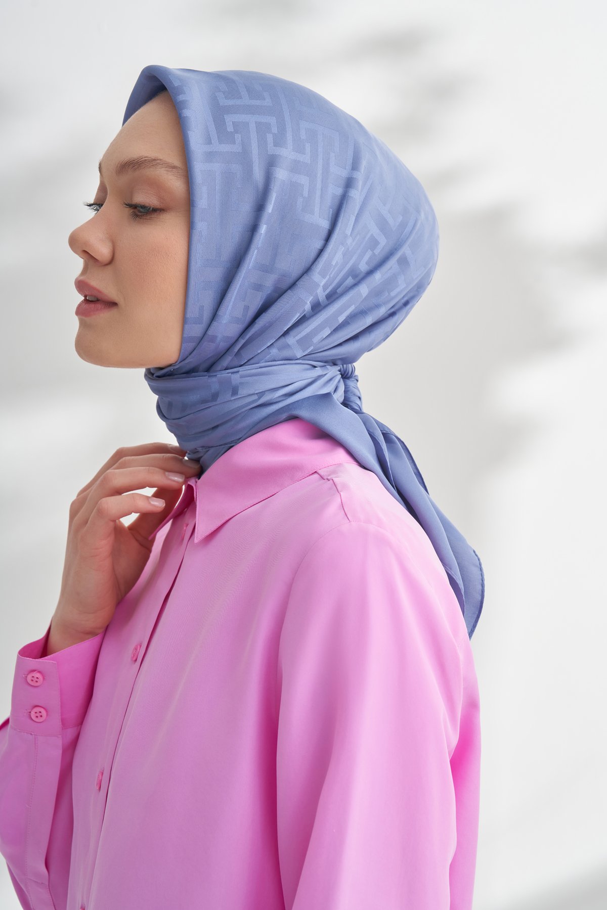 NANYA JAKAR T DESEN EŞARP - İNDİGO