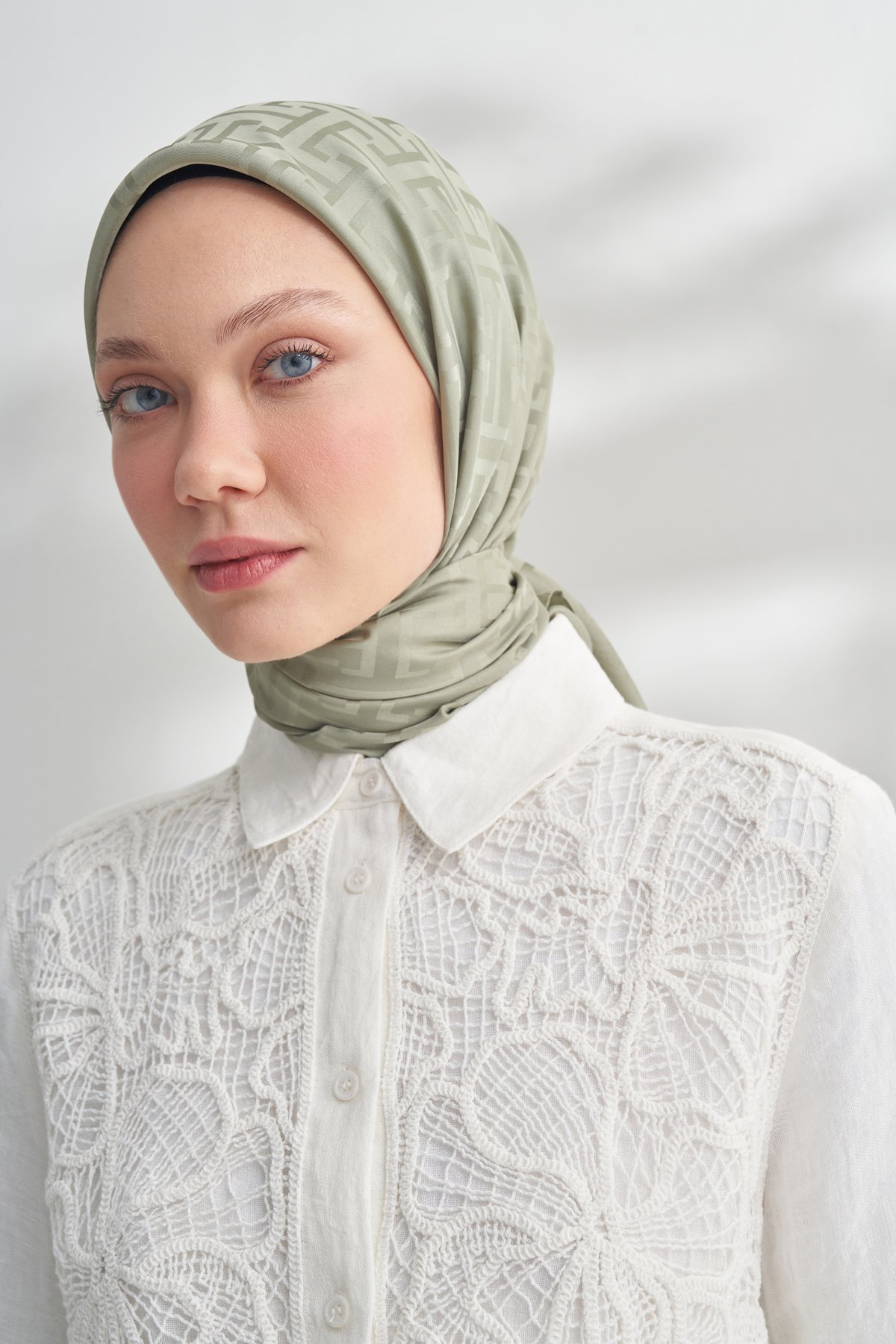 NANYA JAKAR T DESEN EŞARP - KETEN YEŞİLİ