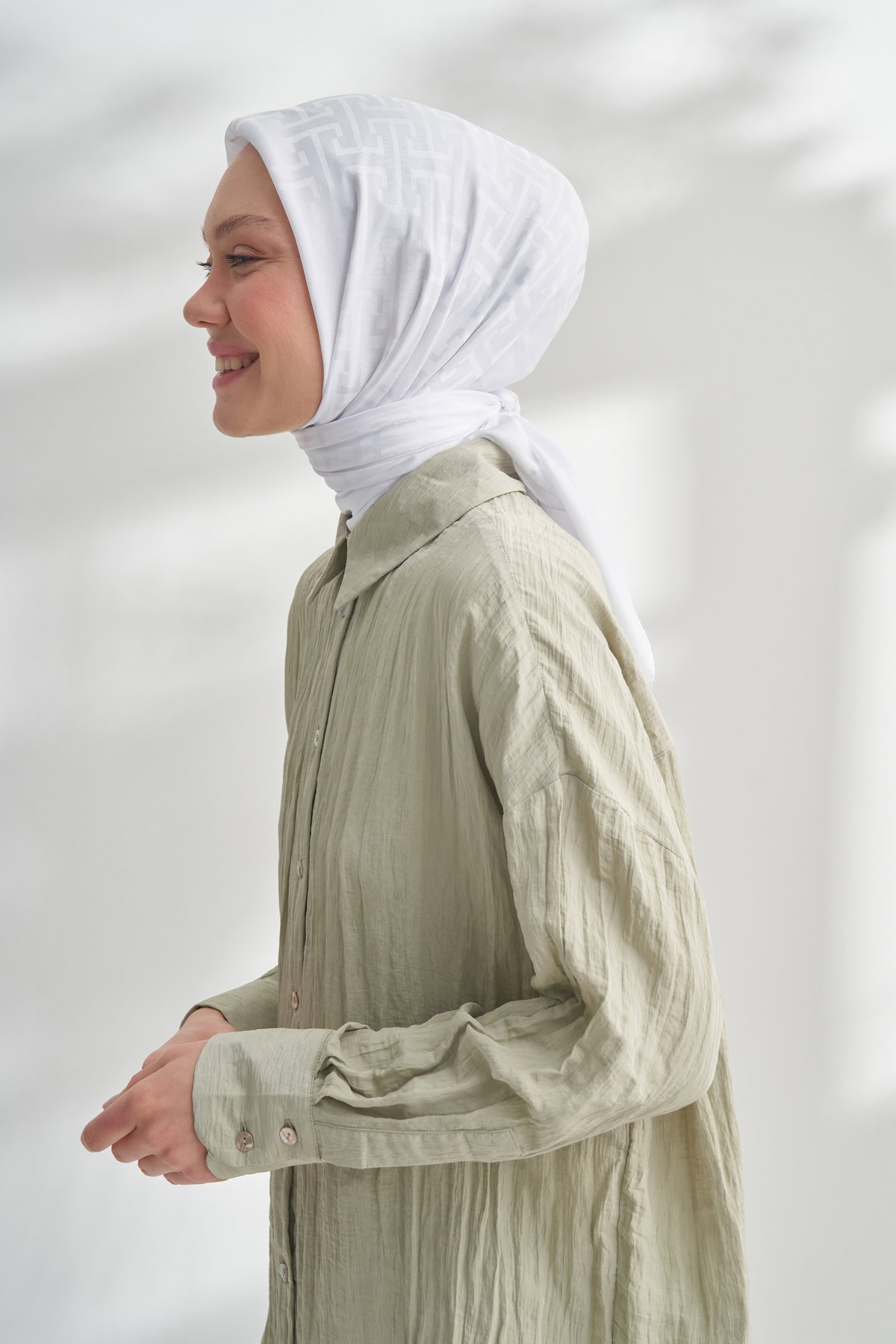 NANYA JAKAR T DESEN EŞARP -  KIRIK BEYAZ