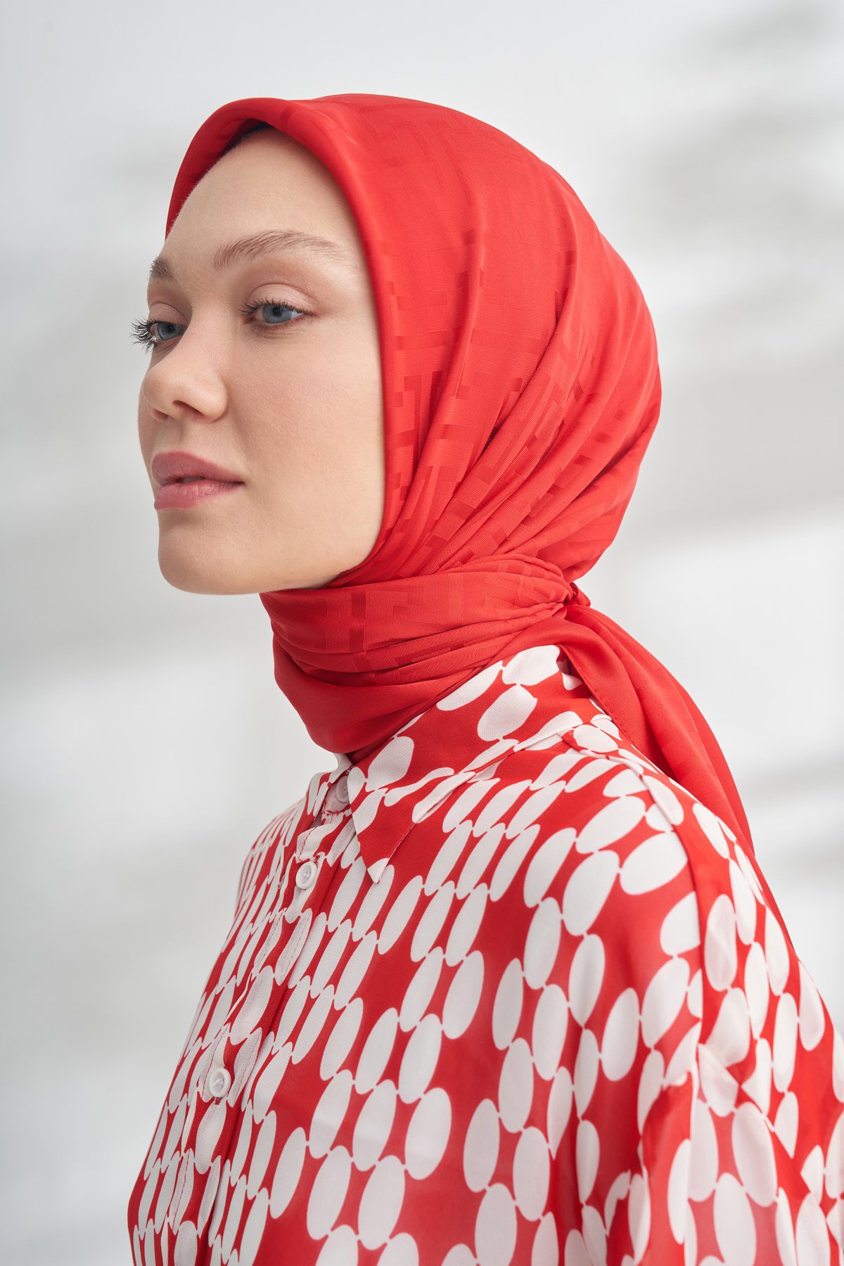 NANYA JAKAR T DESEN EŞARP - KIRMIZI