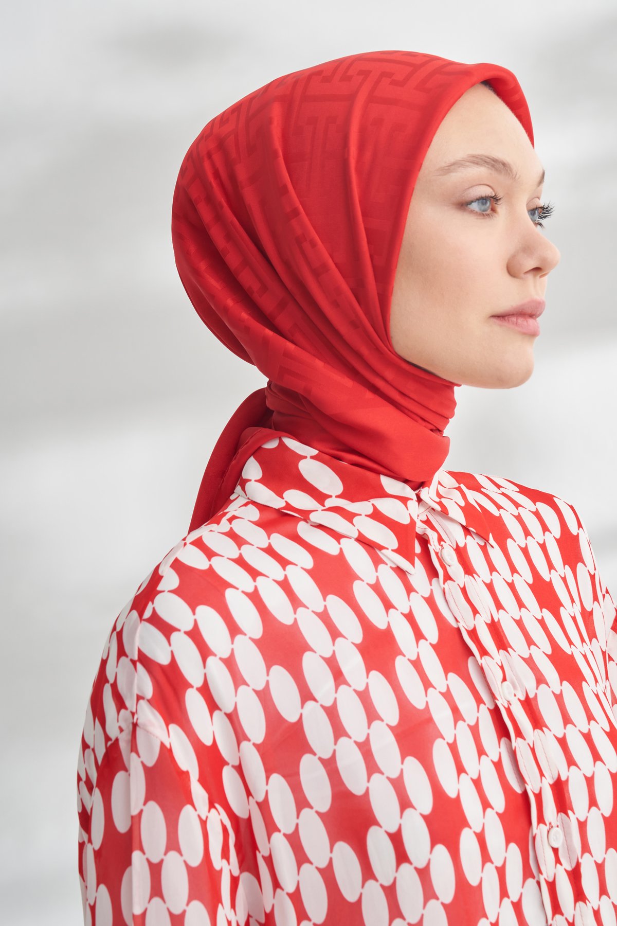 NANYA JAKAR T DESEN EŞARP - KIRMIZI