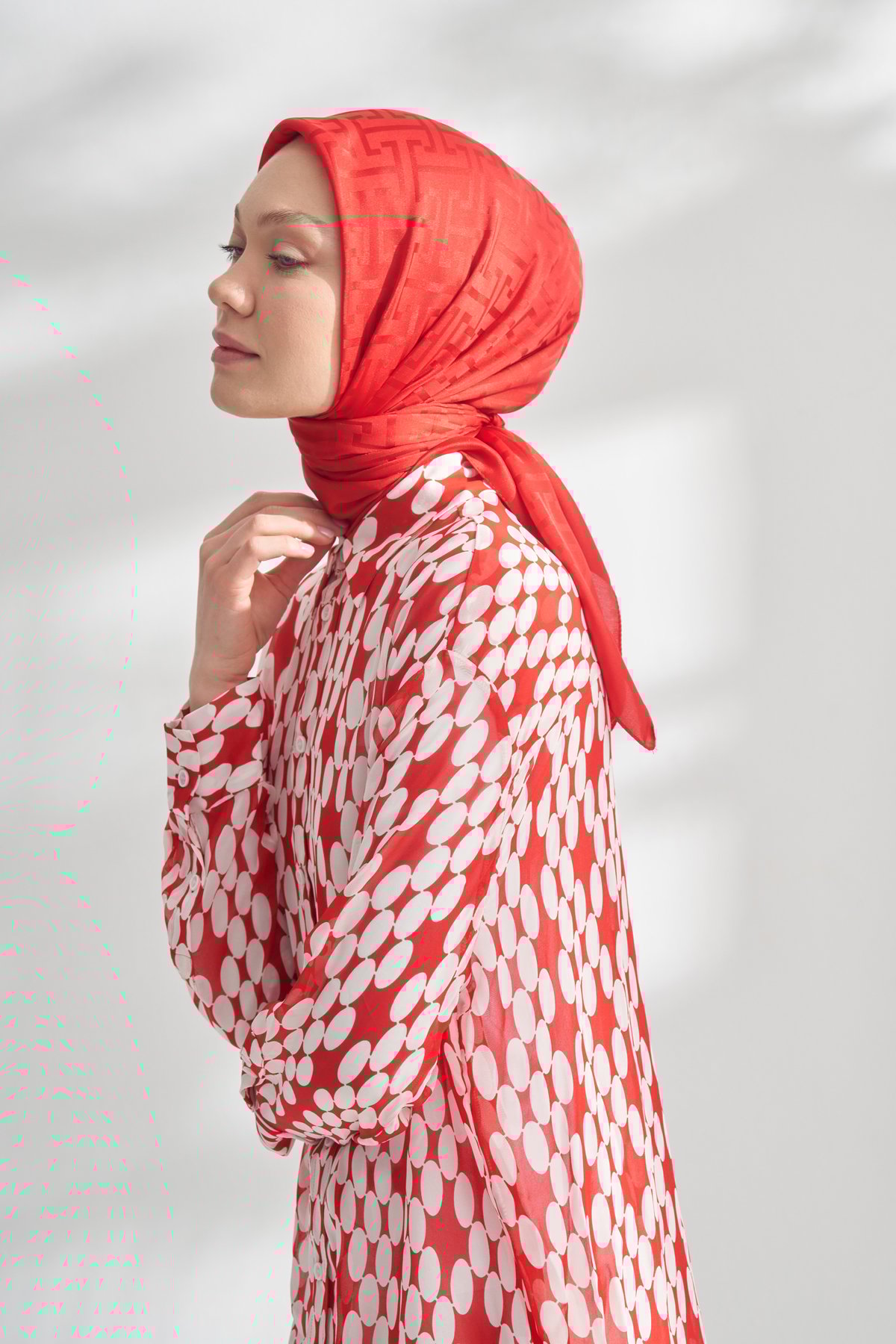 NANYA JAKAR T DESEN EŞARP - KIRMIZI