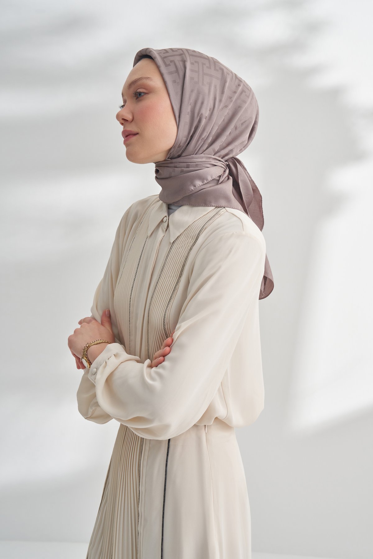 NANYA JAKAR T DESEN EŞARP - KOYU VİZON