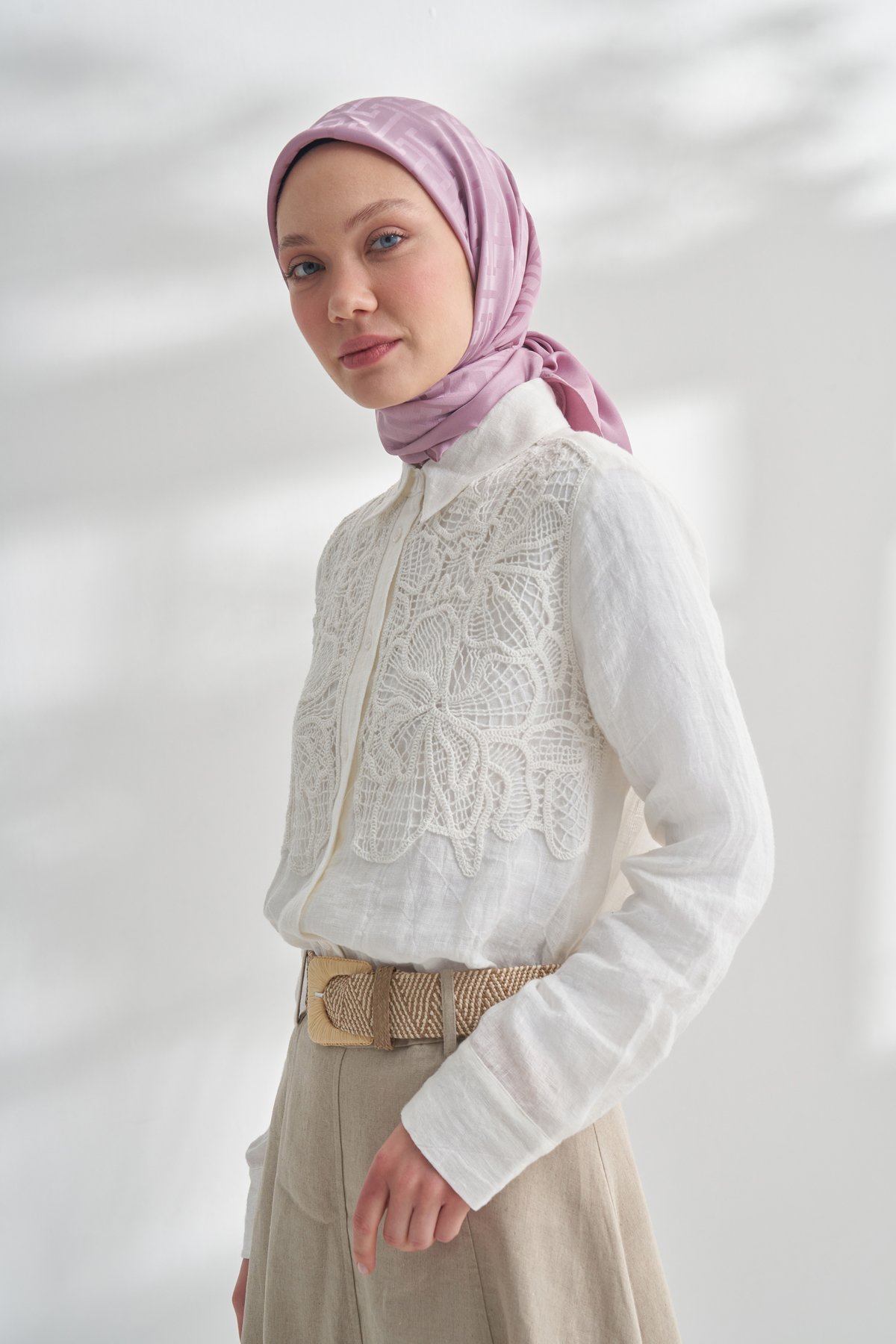 NANYA JAKAR T DESEN EŞARP - PUDRA