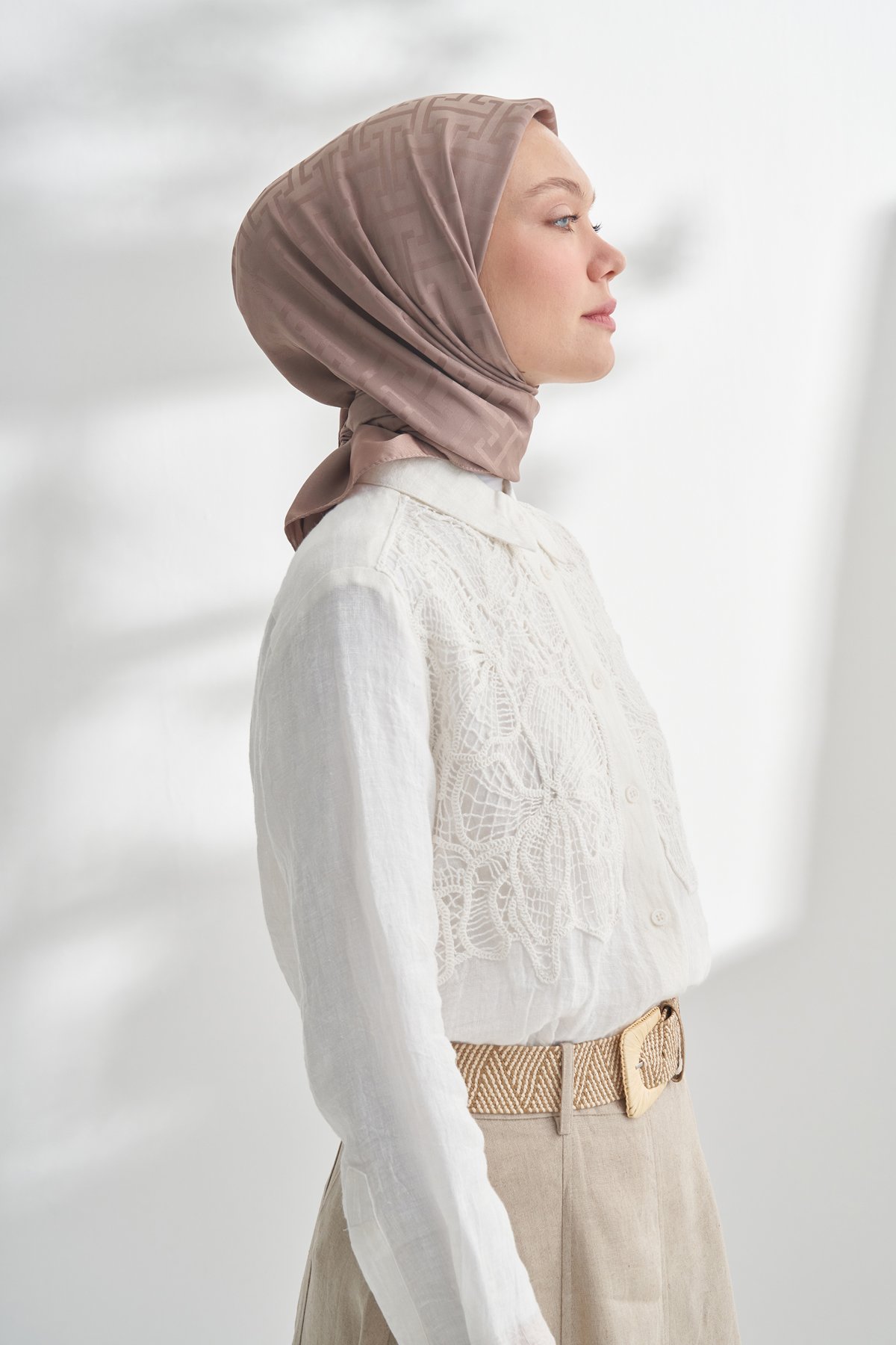 NANYA JAKAR T DESEN EŞARP - VİZON