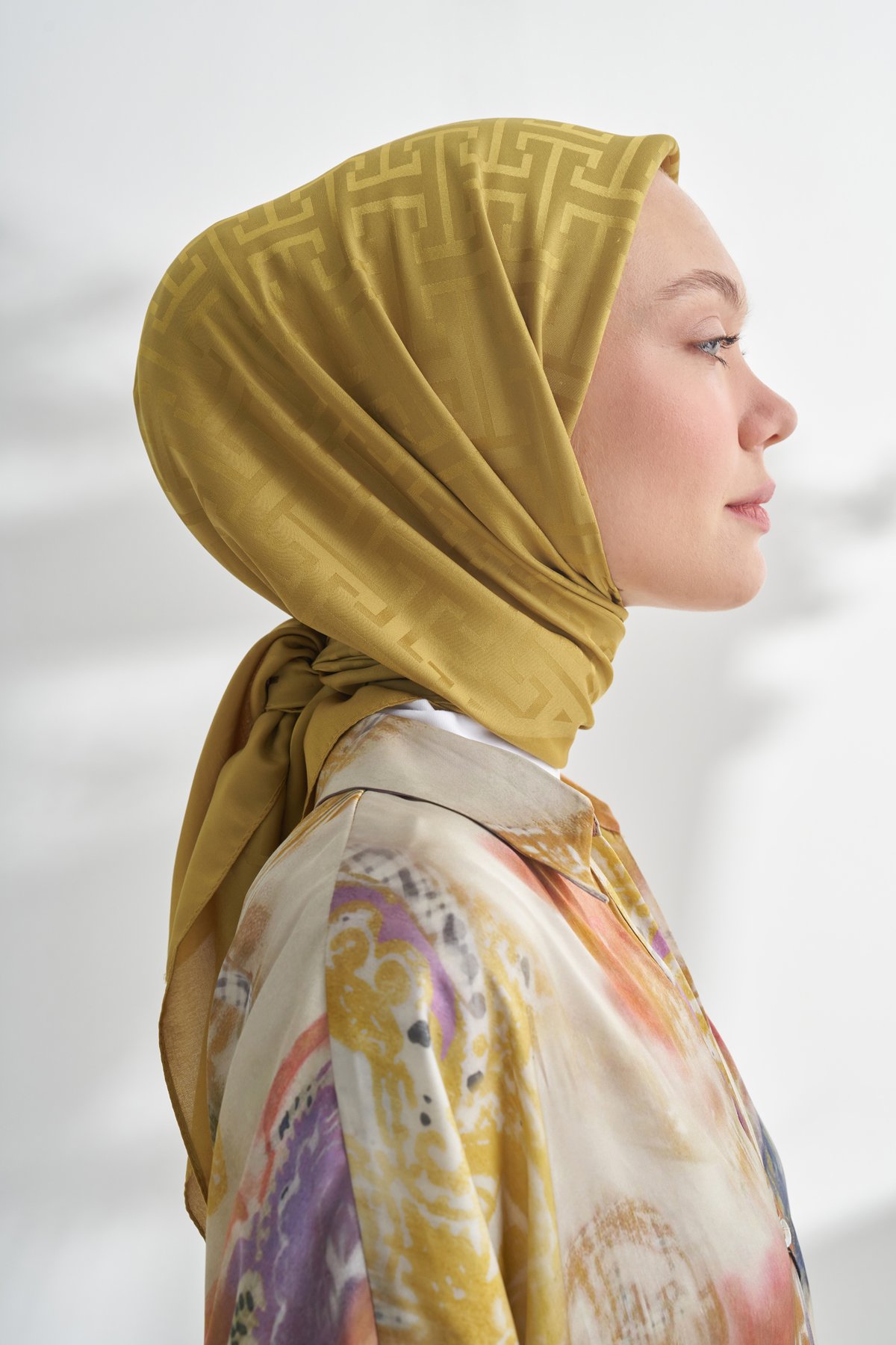 NANYA JAKAR T DESEN EŞARP - YAĞ YEŞİLİ