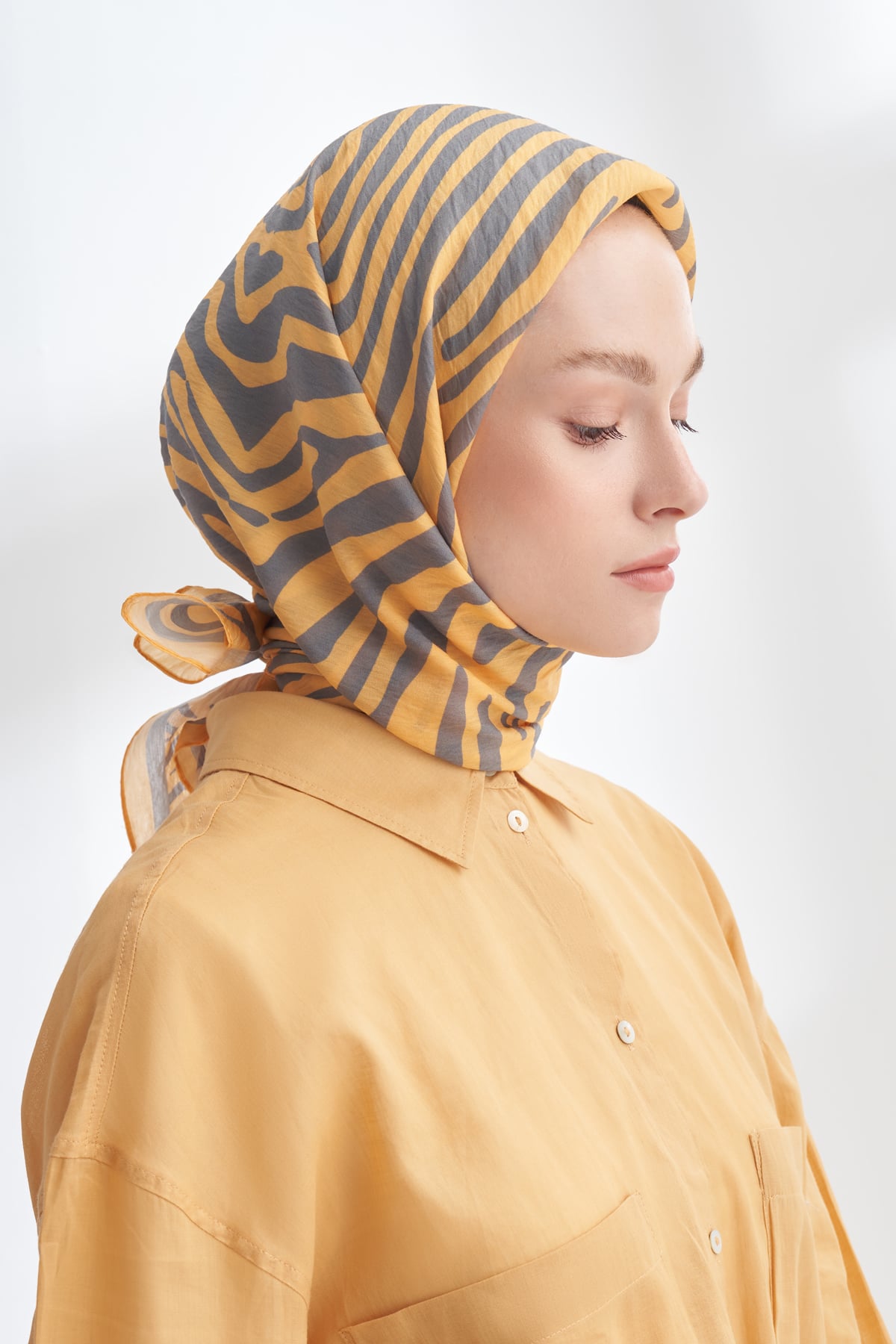 NOMADIC LINES DESEN THE TENCEL EDIT EŞARP  - GRİ - SARI