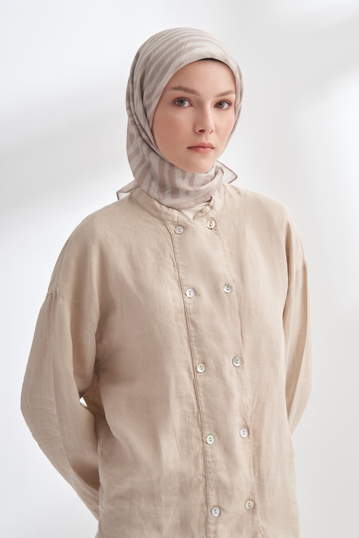 NOMADIC LINES DESEN THE TENCEL EDIT EŞARP  - AÇIK VİZON