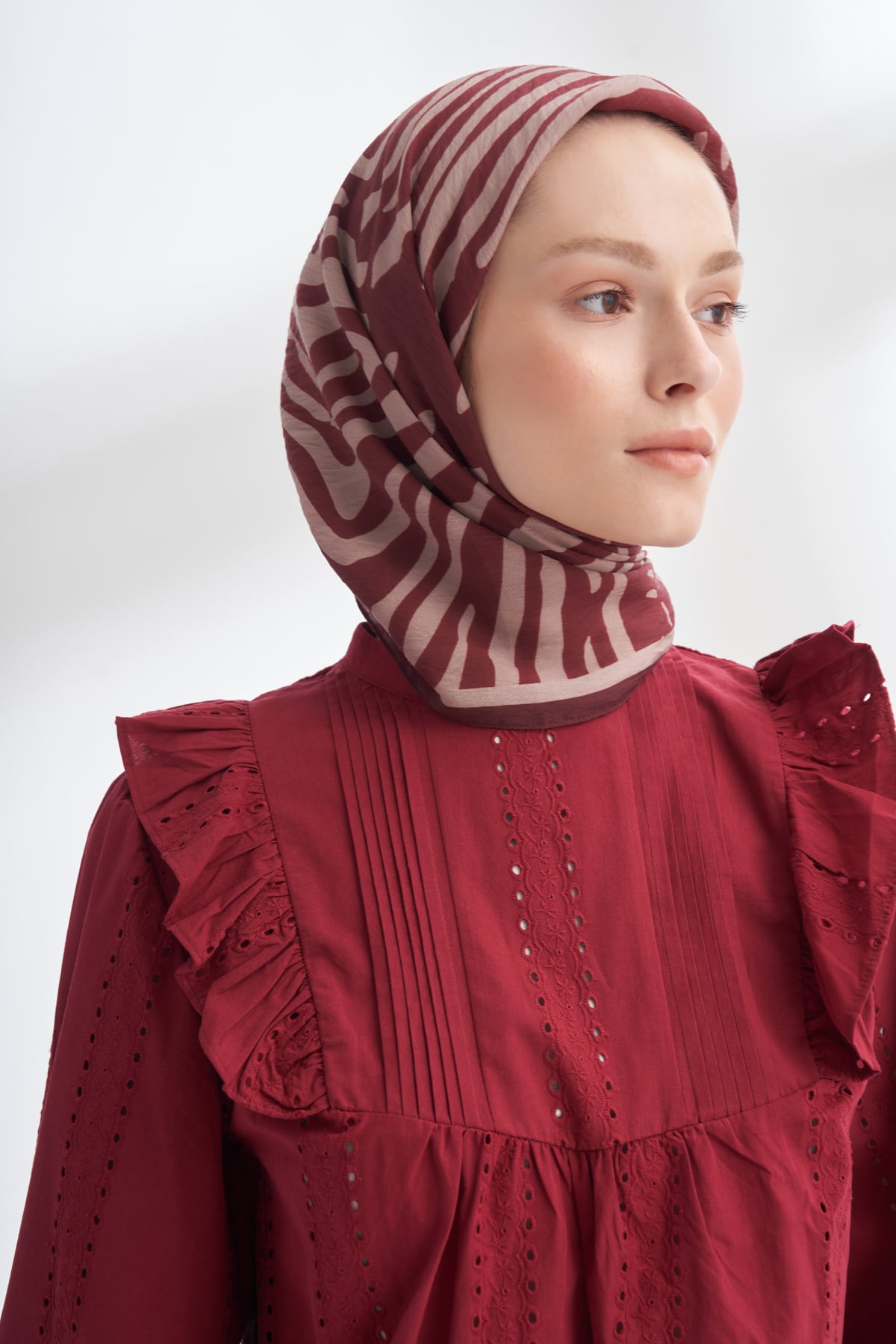 NOMADIC LINES DESEN THE TENCEL EDIT EŞARP  - BORDO
