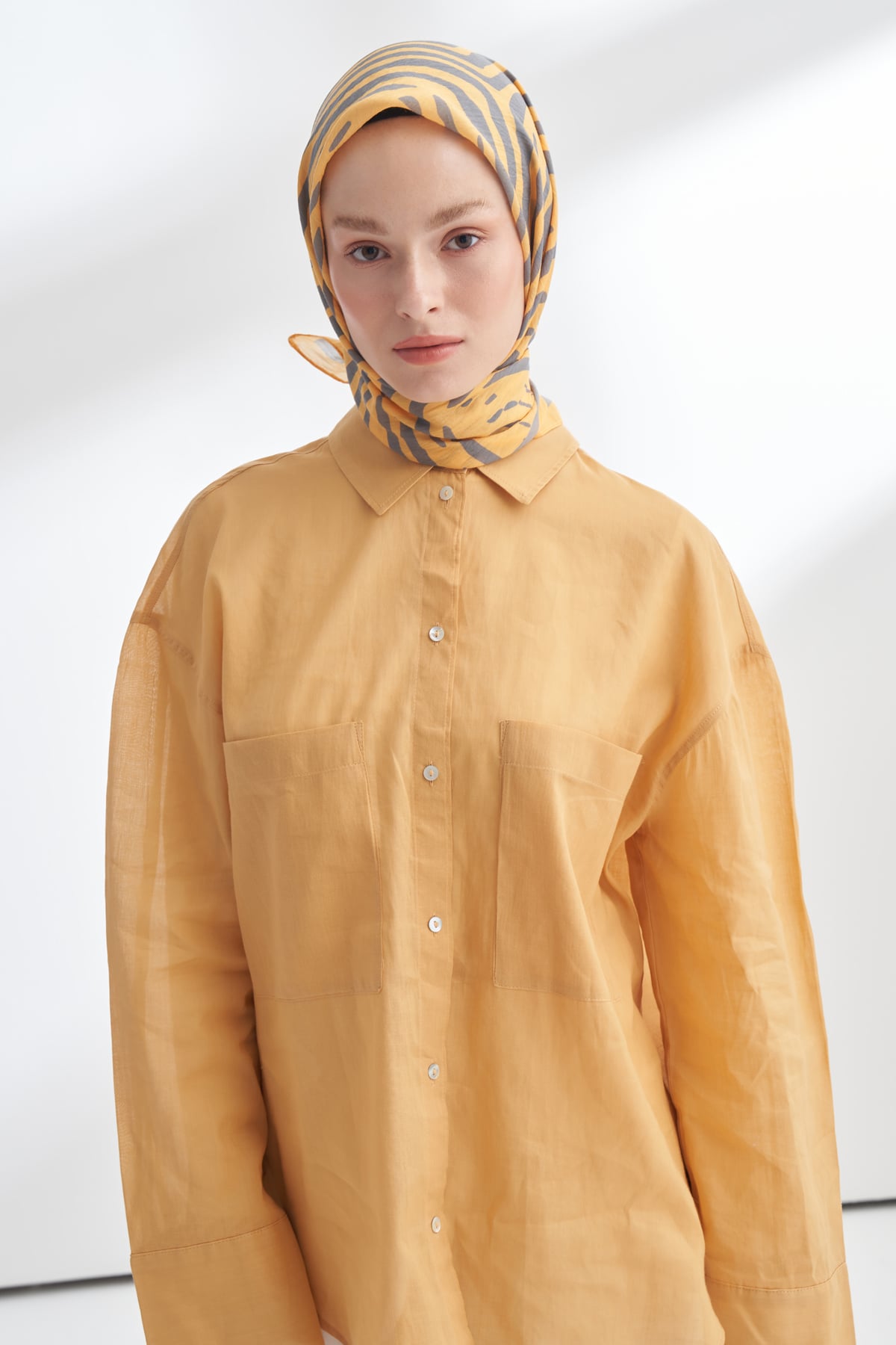 NOMADIC LINES DESEN THE TENCEL EDIT EŞARP  - GRİ - SARI