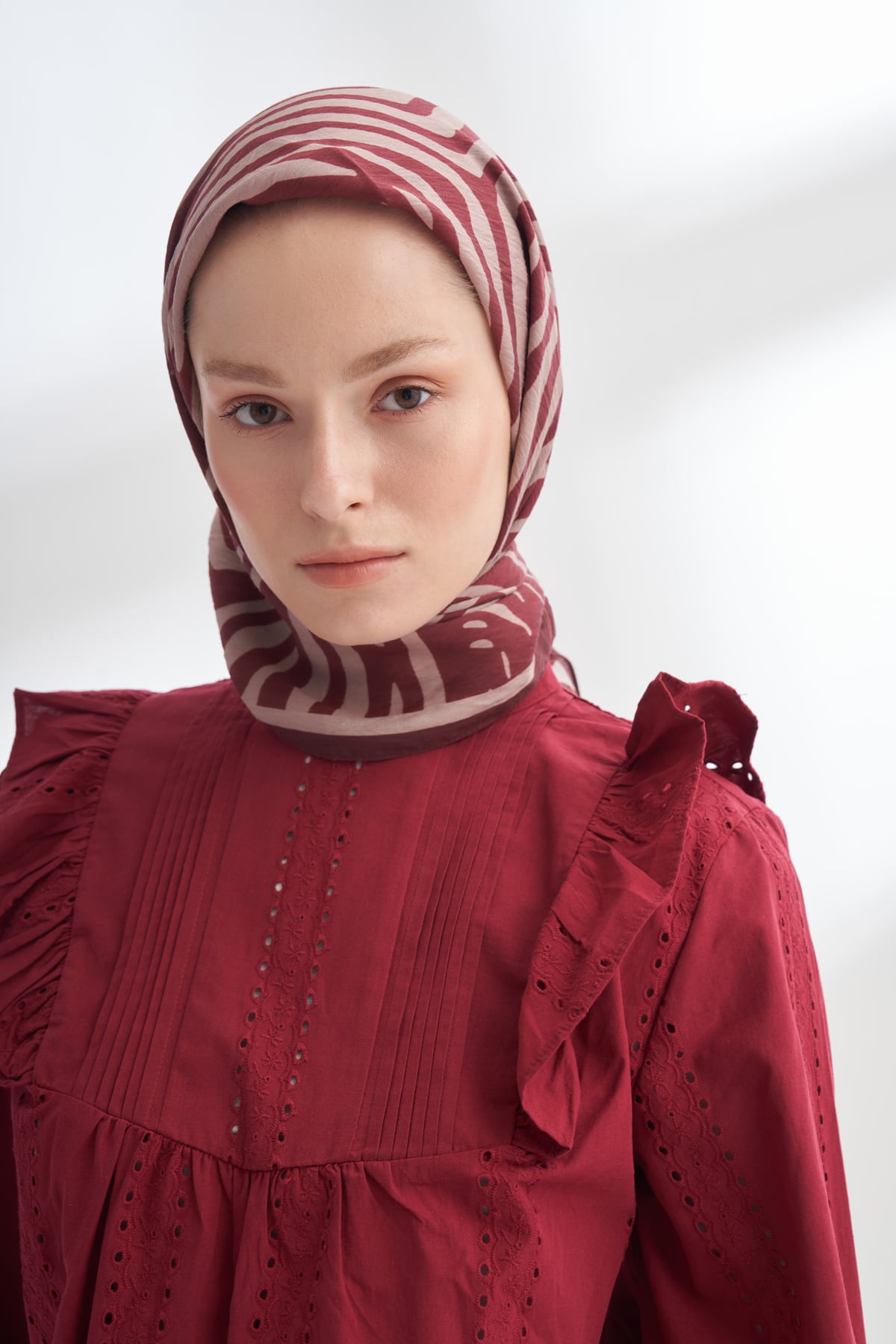 NOMADIC LINES DESEN THE TENCEL EDIT EŞARP  - BORDO
