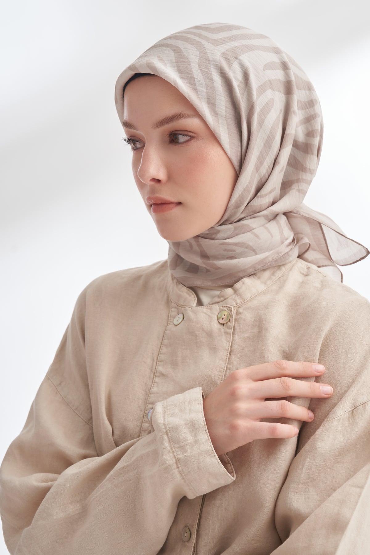 NOMADIC LINES DESEN THE TENCEL EDIT EŞARP  - AÇIK VİZON