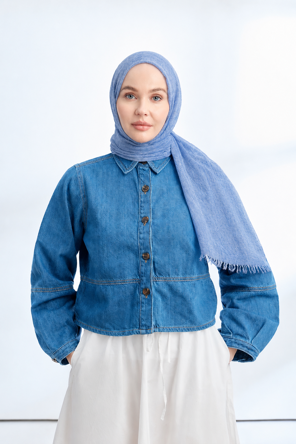 ORGANIC TOUCH VİSKOZ ŞAL - BEBE MAVİ