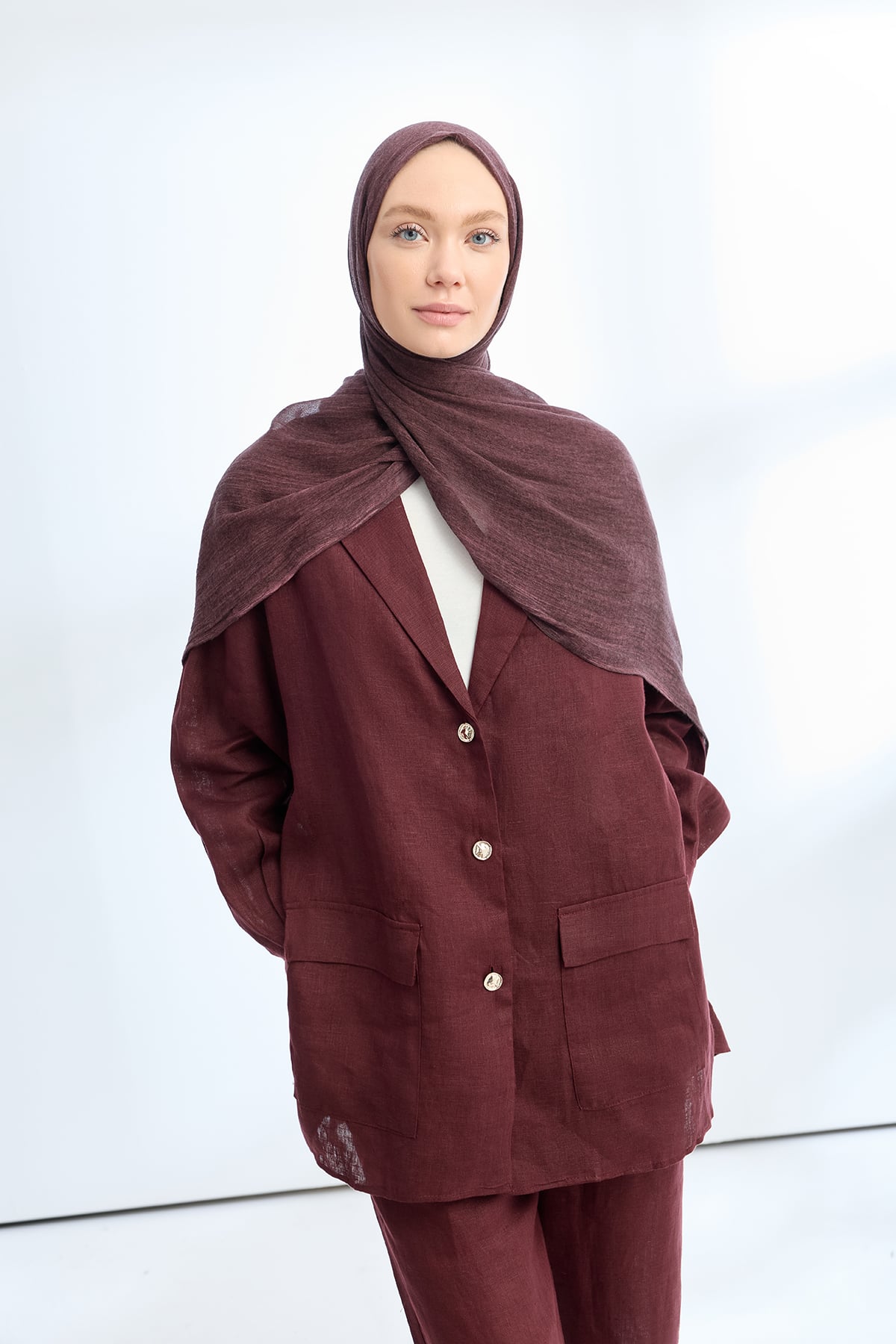 ORGANIC TOUCH VİSKOZ ŞAL - BURGUNDY