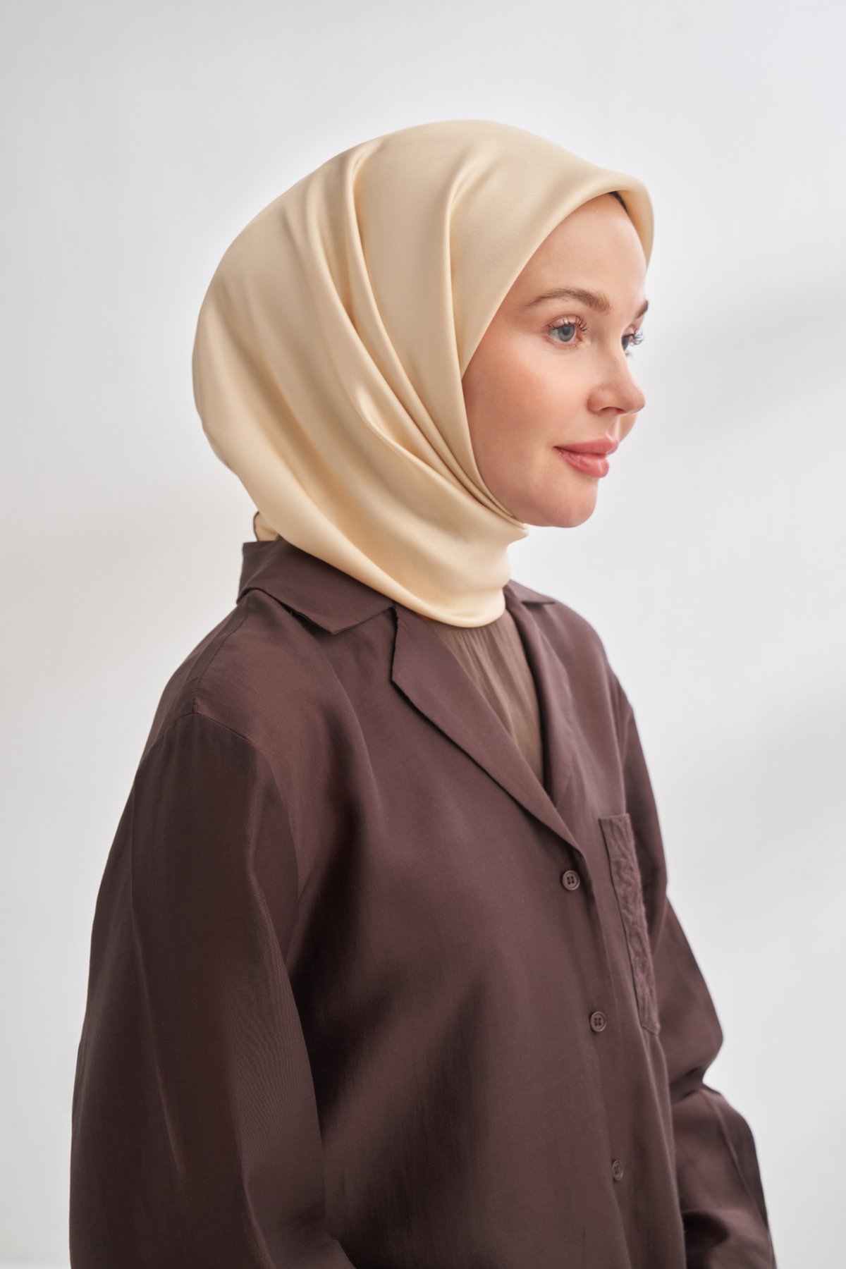 PREMIUM ÇİFT TARAFLI TWILL İPEK EŞARP - DORE - KAMEL