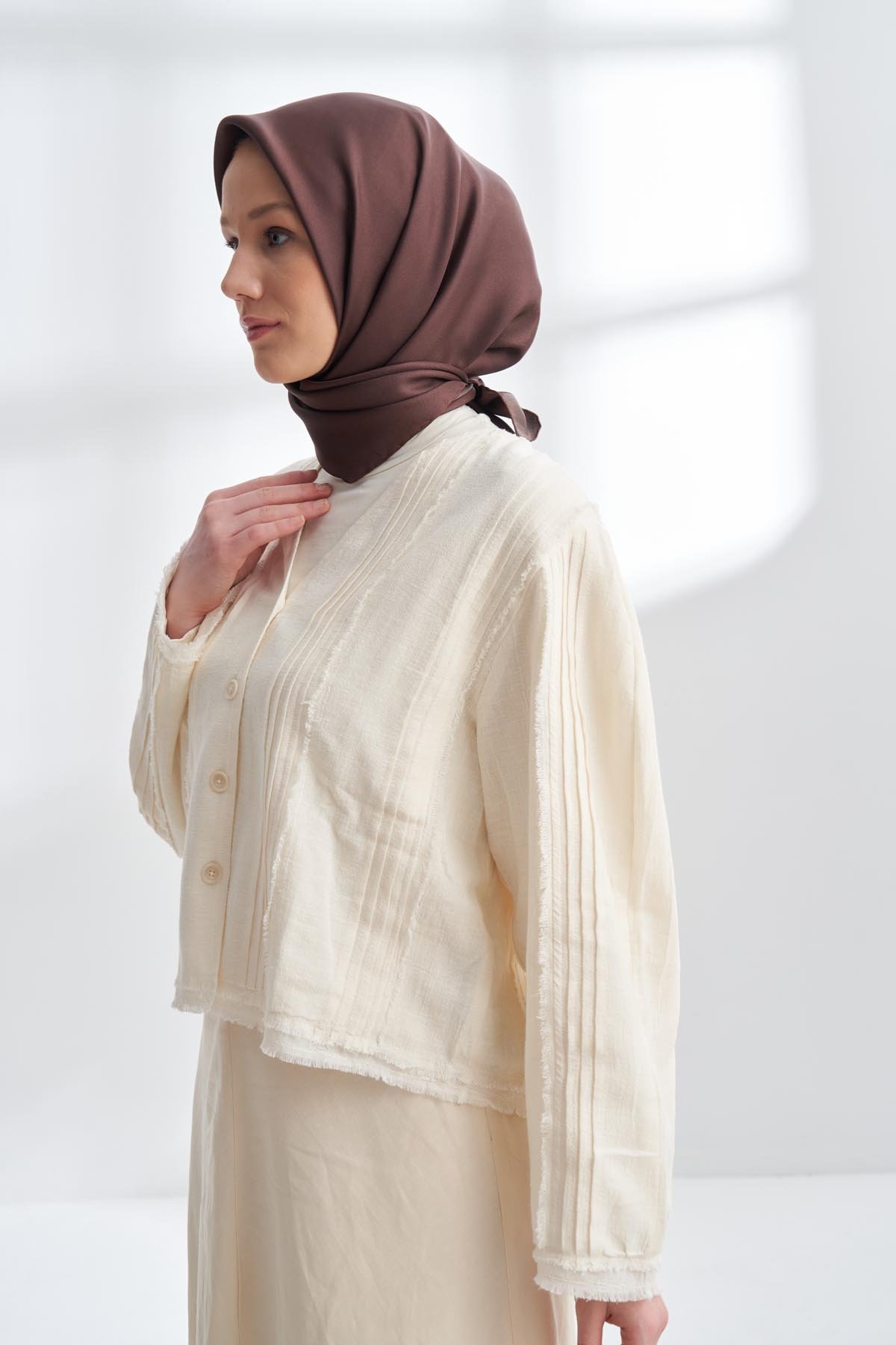 PREMIUM TWILL İPEK EŞARP - ACI KAHVE