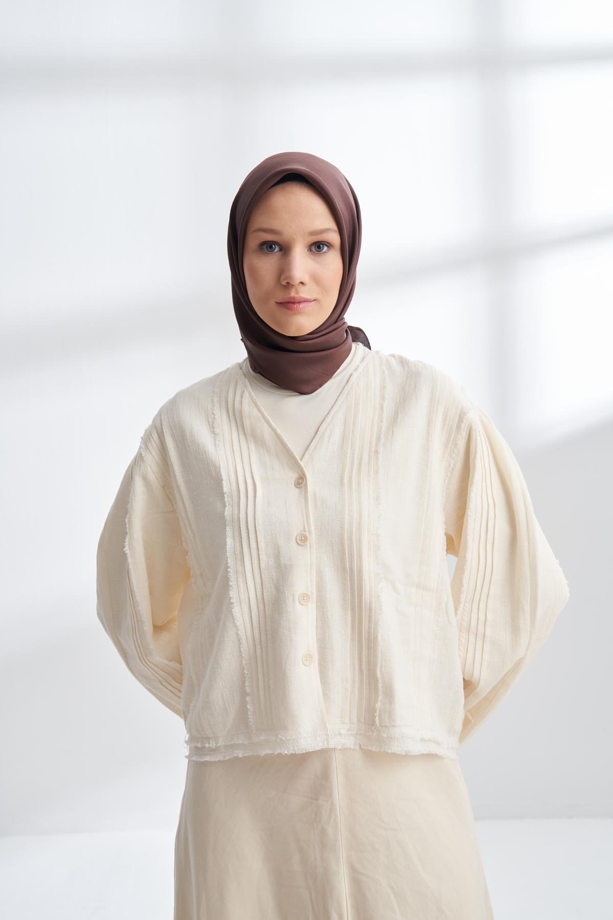 PREMIUM TWILL İPEK EŞARP - ACI KAHVE