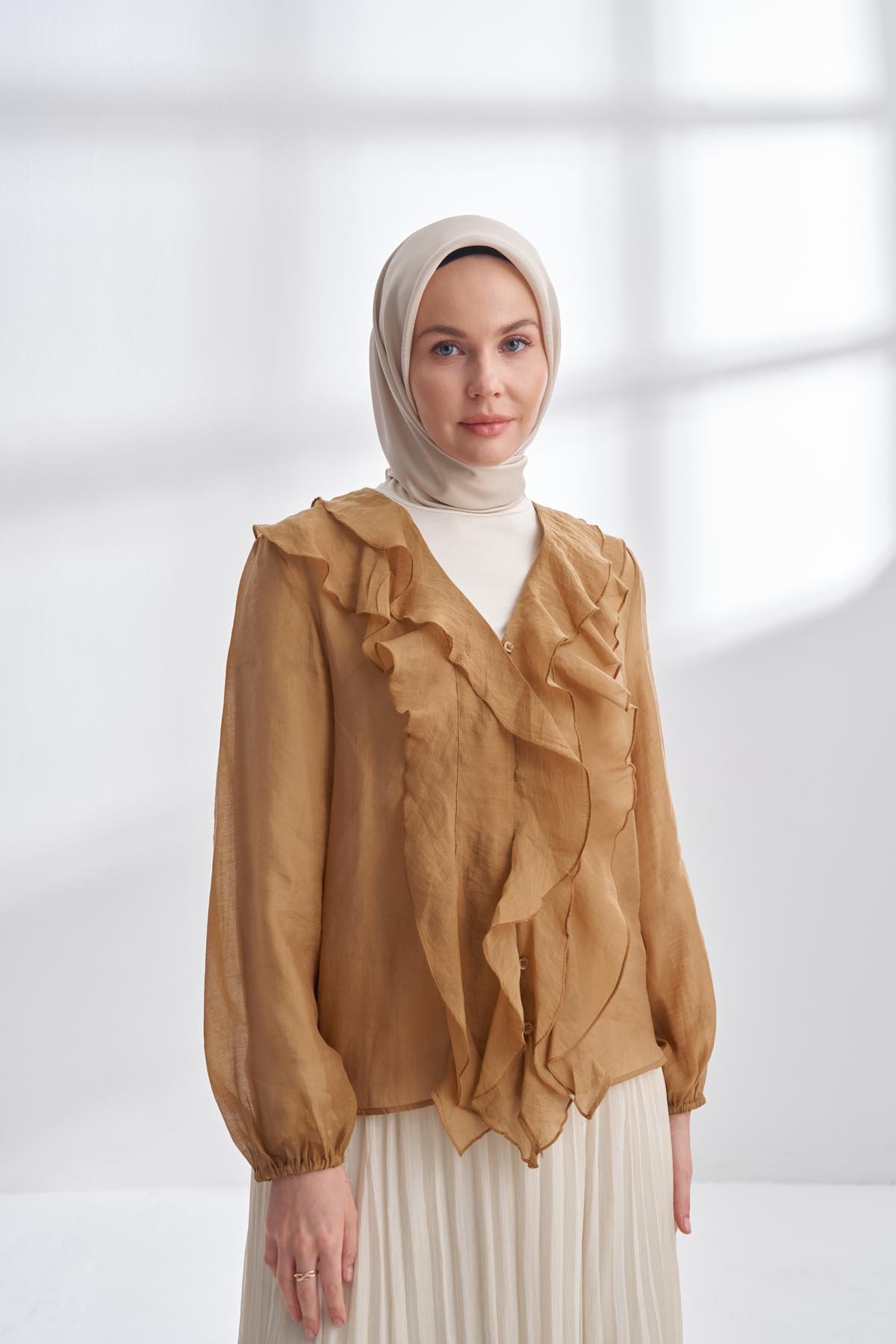 PREMIUM TWILL İPEK EŞARP -  AÇIK TAŞ