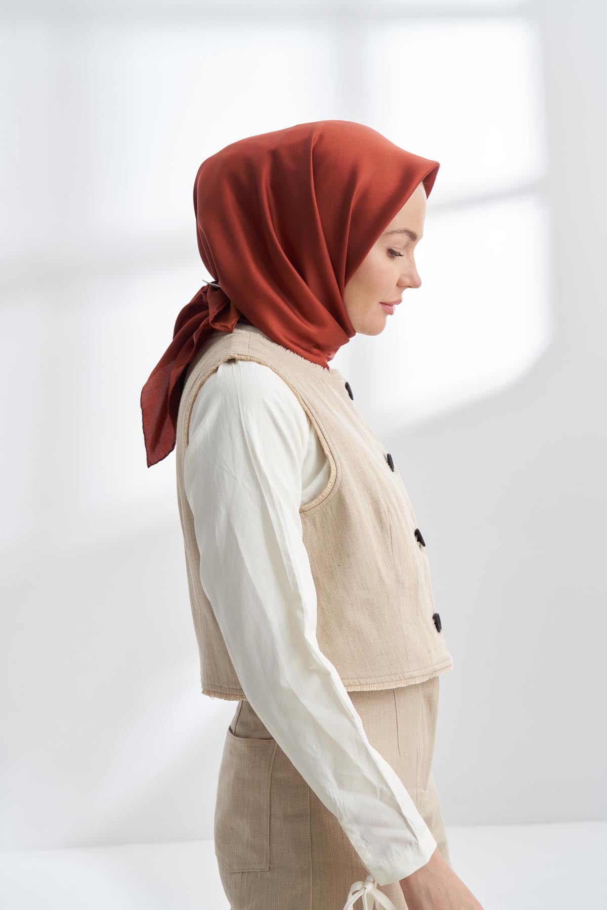 PREMIUM TWILL İPEK EŞARP - BAKIR