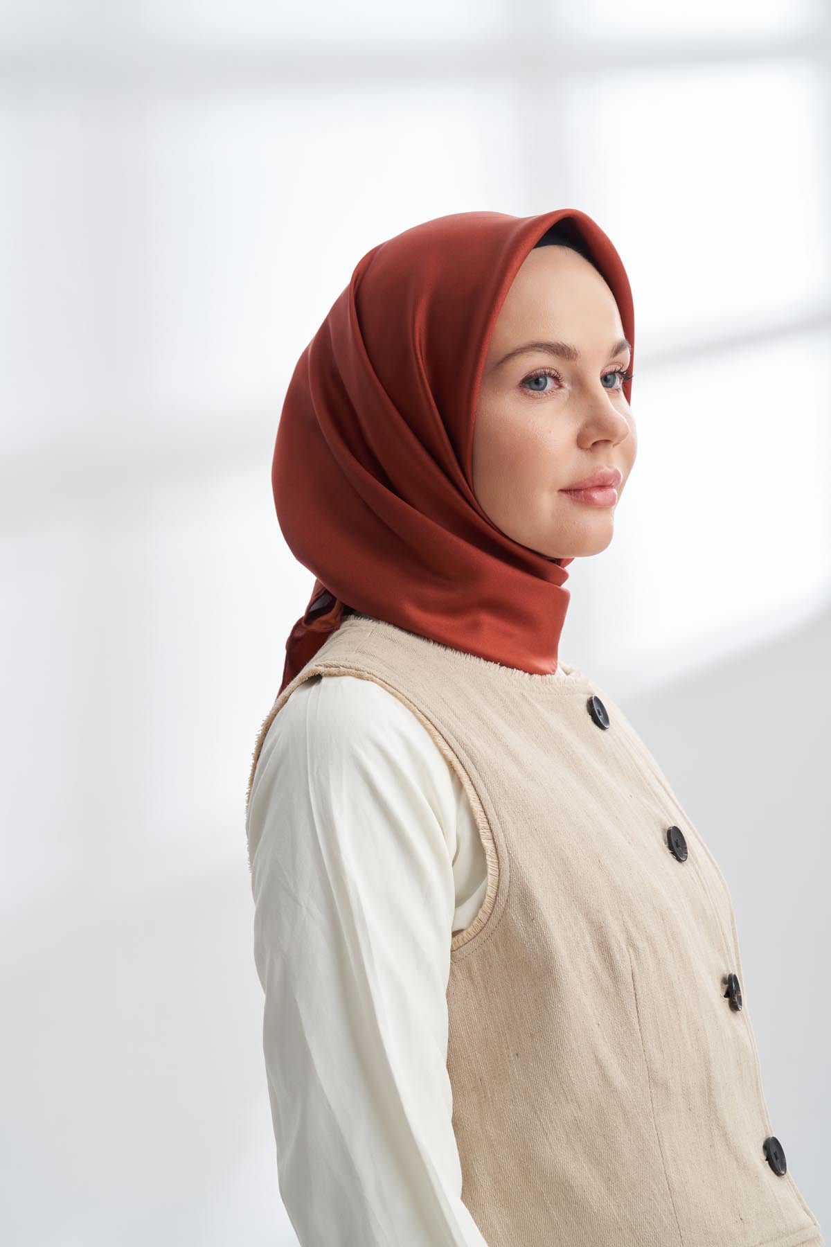 PREMIUM TWILL İPEK EŞARP - BAKIR