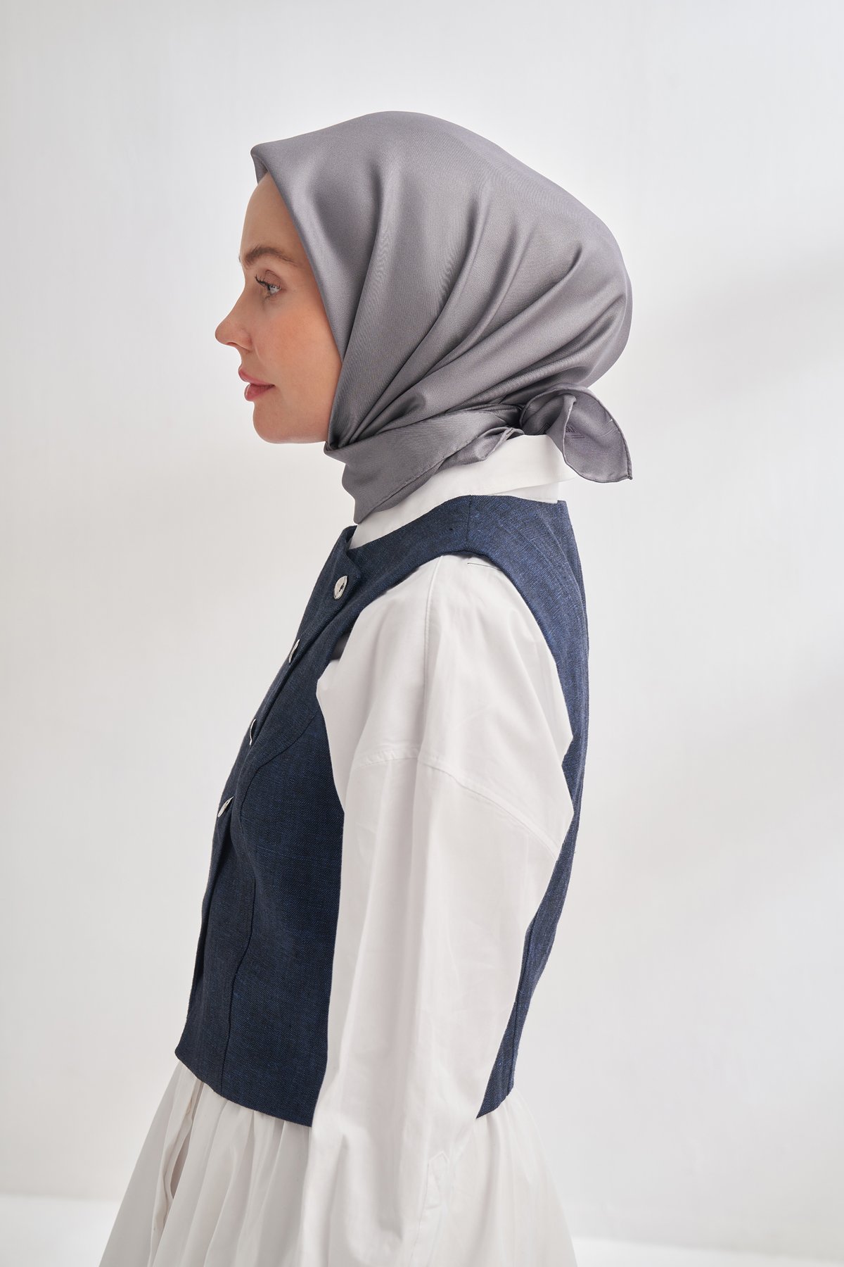PREMIUM TWILL İPEK EŞARP - FÜME