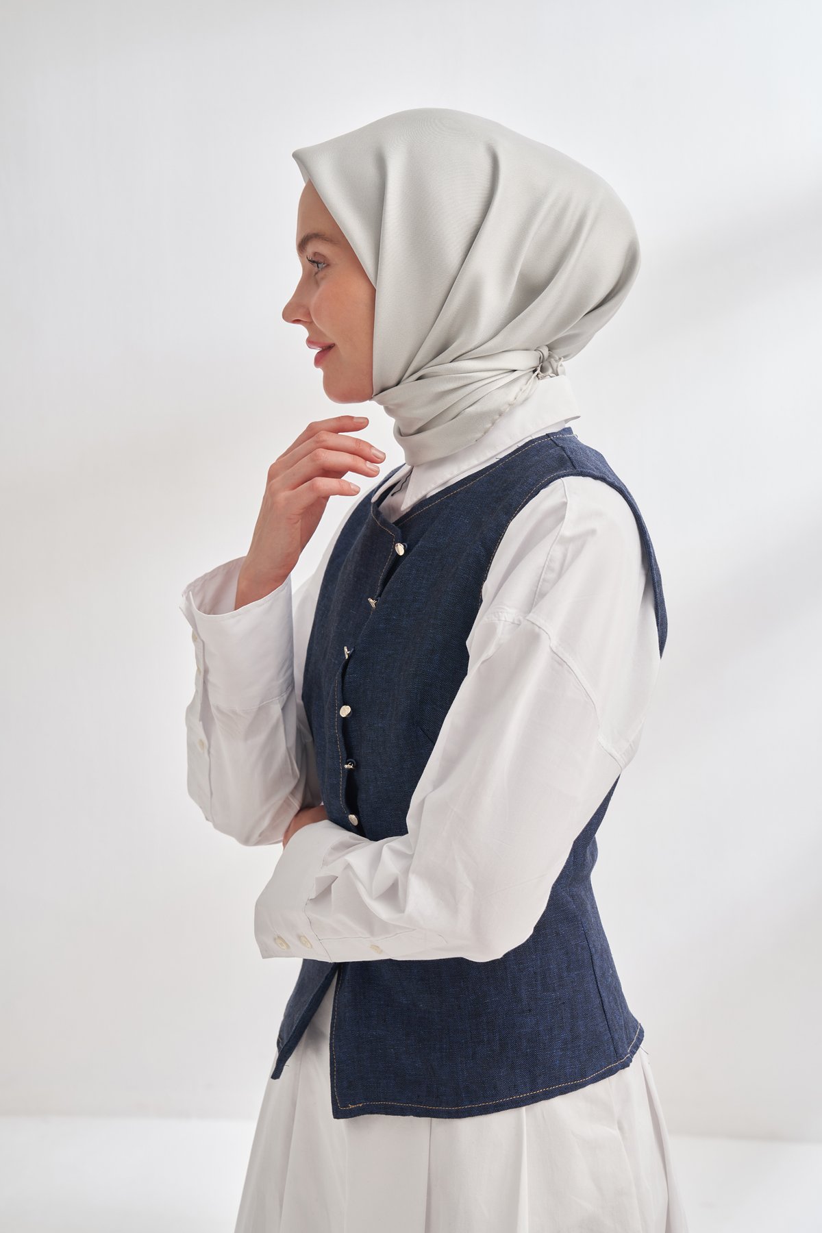 PREMIUM TWILL İPEK EŞARP -GÜMÜŞ