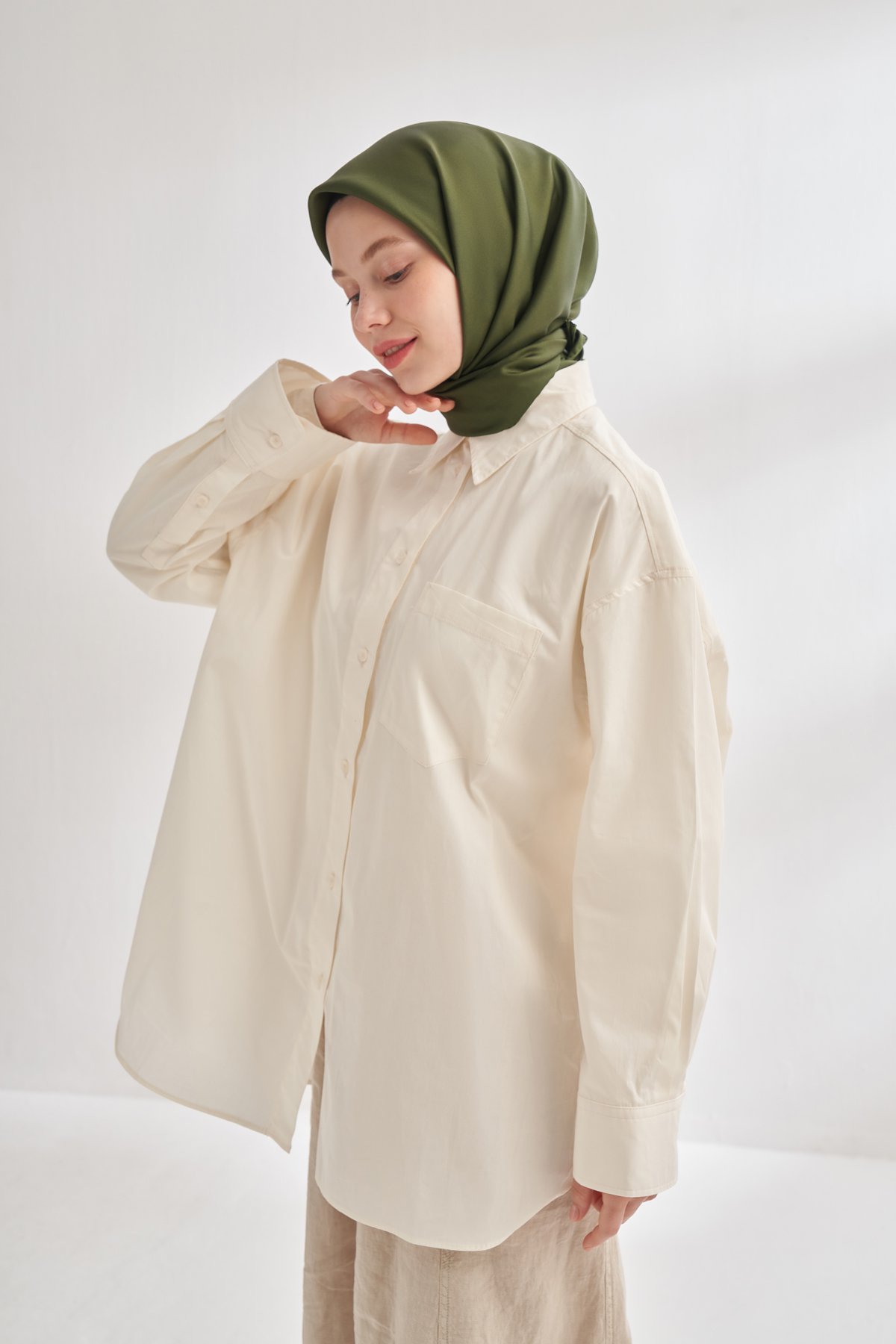 PREMIUM TWILL İPEK EŞARP - HAKİ