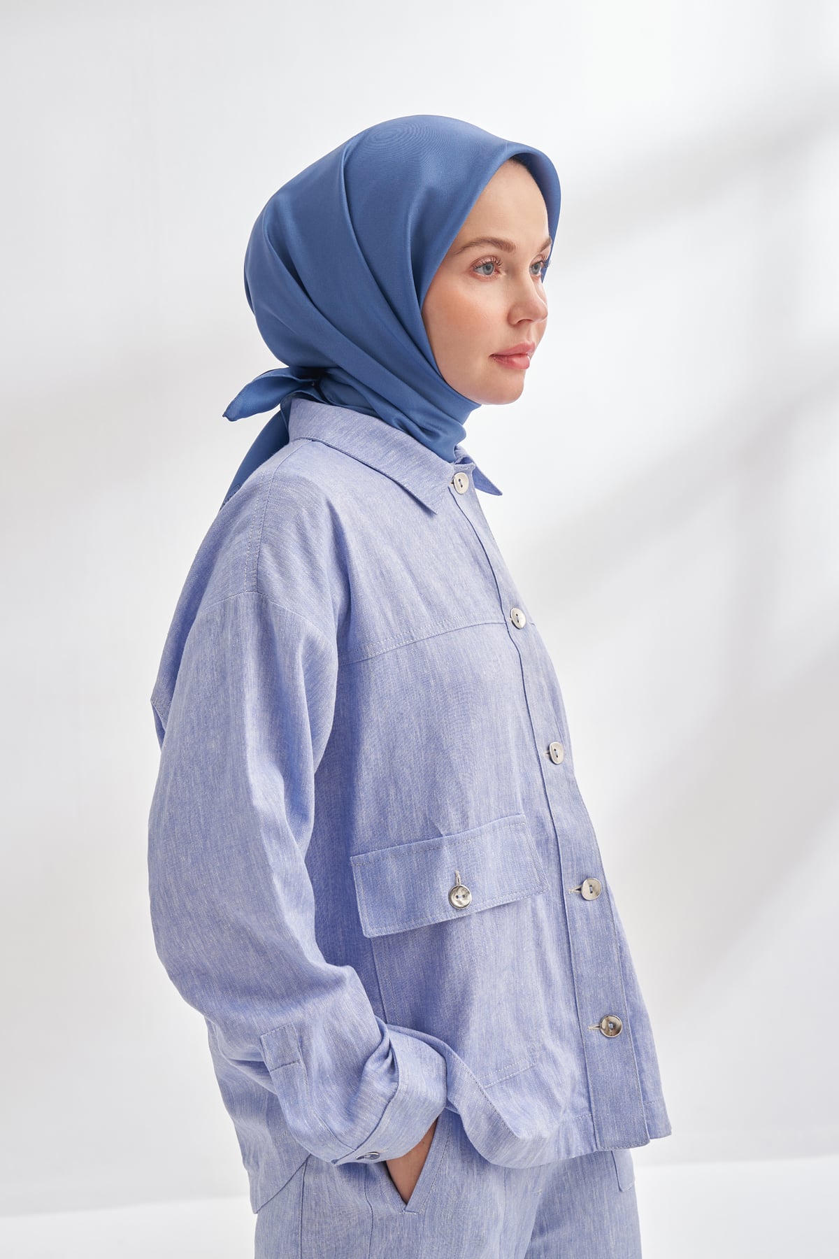 PREMIUM TWILL İPEK EŞARP - KOYU KOT MAVİSİ