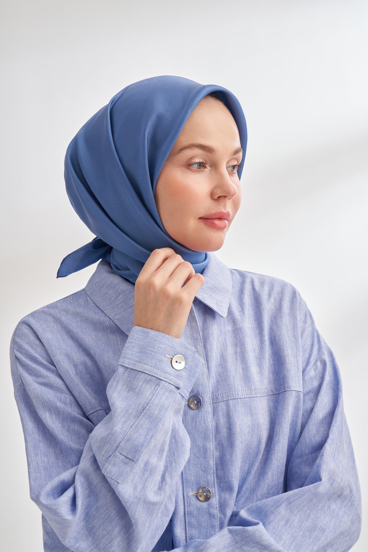 PREMIUM TWILL İPEK EŞARP - KOYU KOT MAVİSİ
